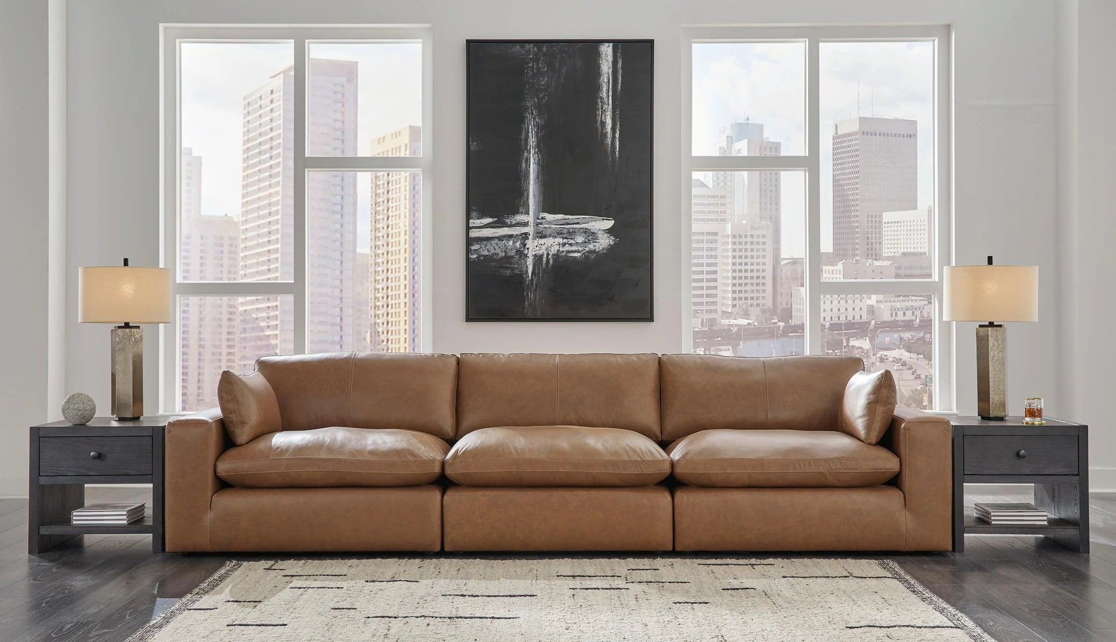 Ashley Emilia 3-Piece Leather Modular Sofa - Image 3