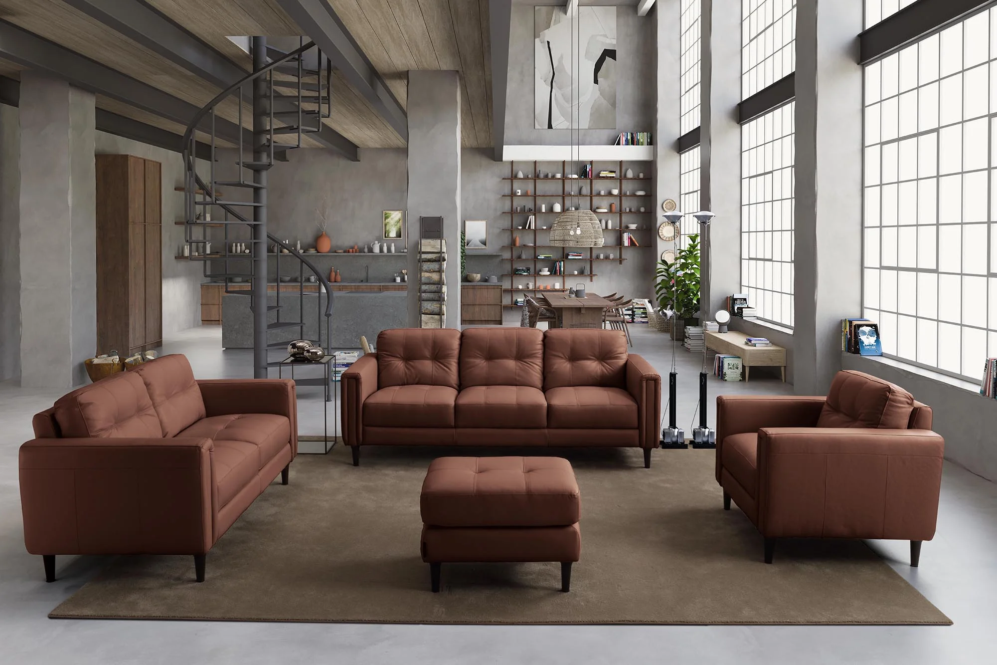 Alaric Leather Ottoman - Image 2