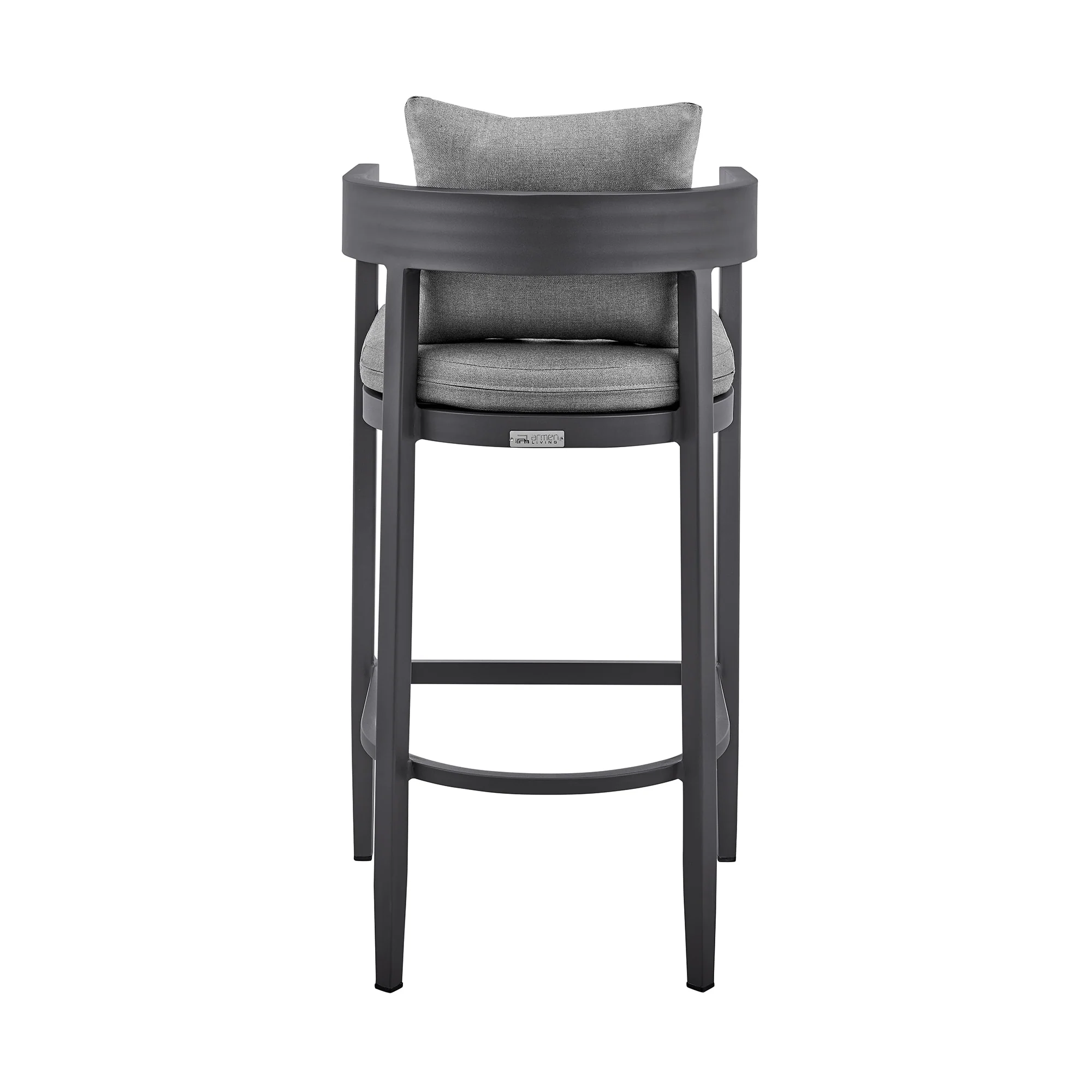 Argiope Outdoor Patio Bar Stool in Aluminum with Gray Cushions - Image 5