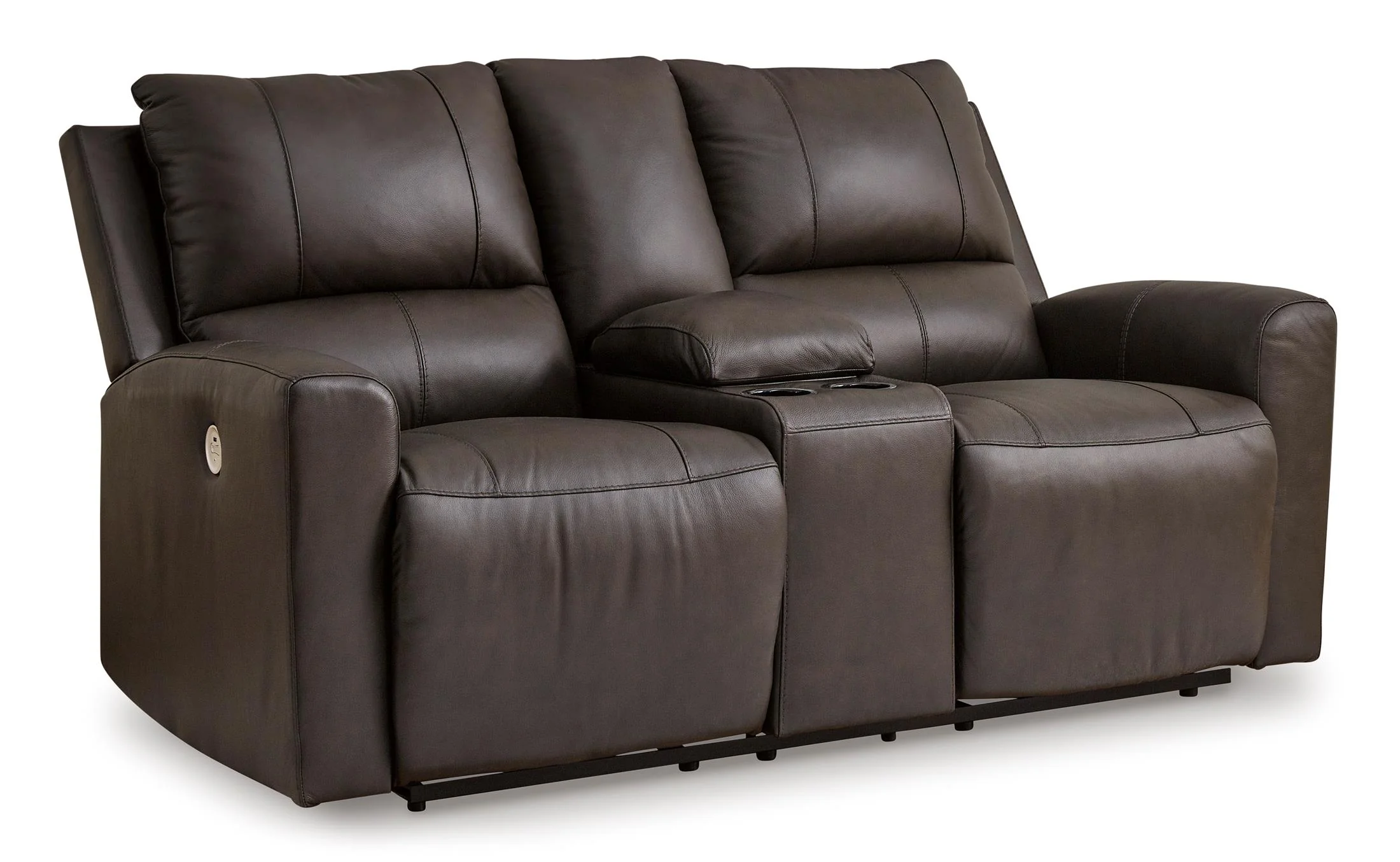 Boxmere Leather Power Reclining Console Loveseat - Image 3