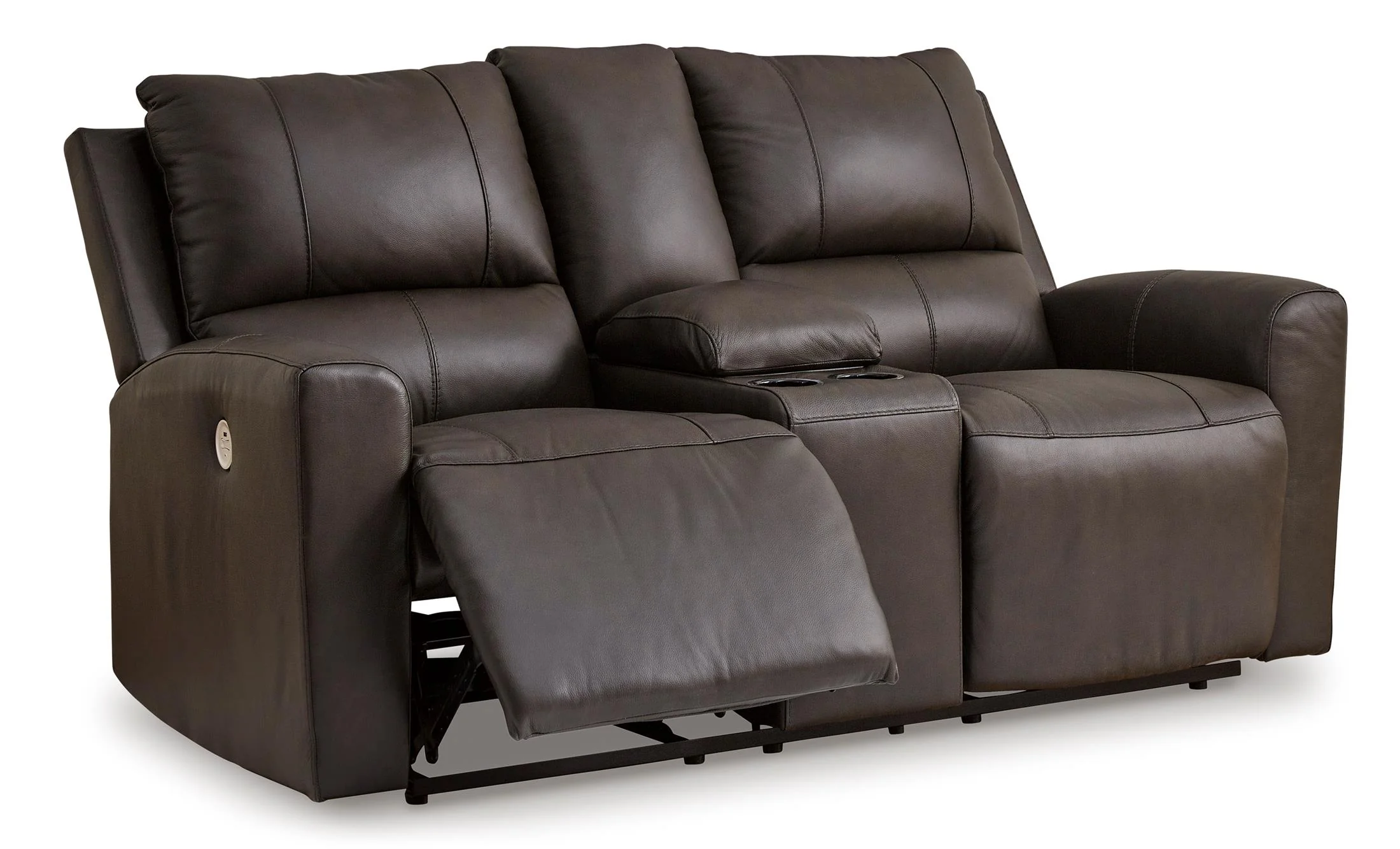Boxmere Leather Power Reclining Console Loveseat - Image 4
