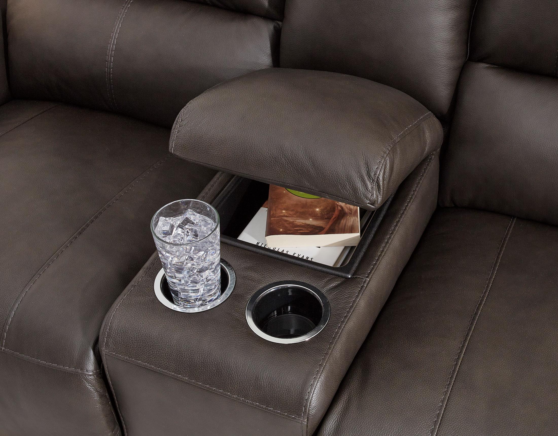 Boxmere Leather Power Reclining Console Loveseat - Image 7