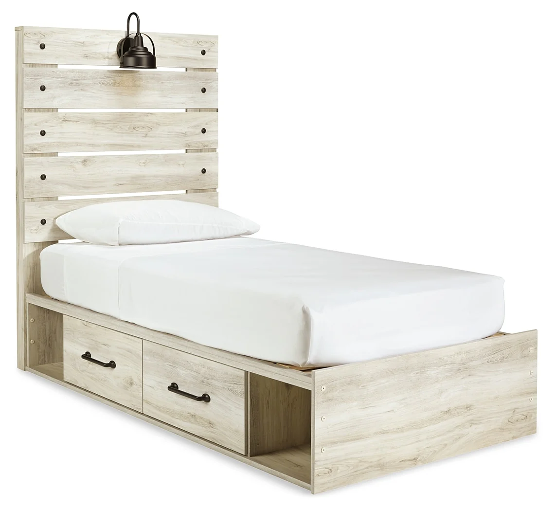 Cambeck Twin Panel Bed with 2 Storage Drawers and 2 Cubbies - Image 4
