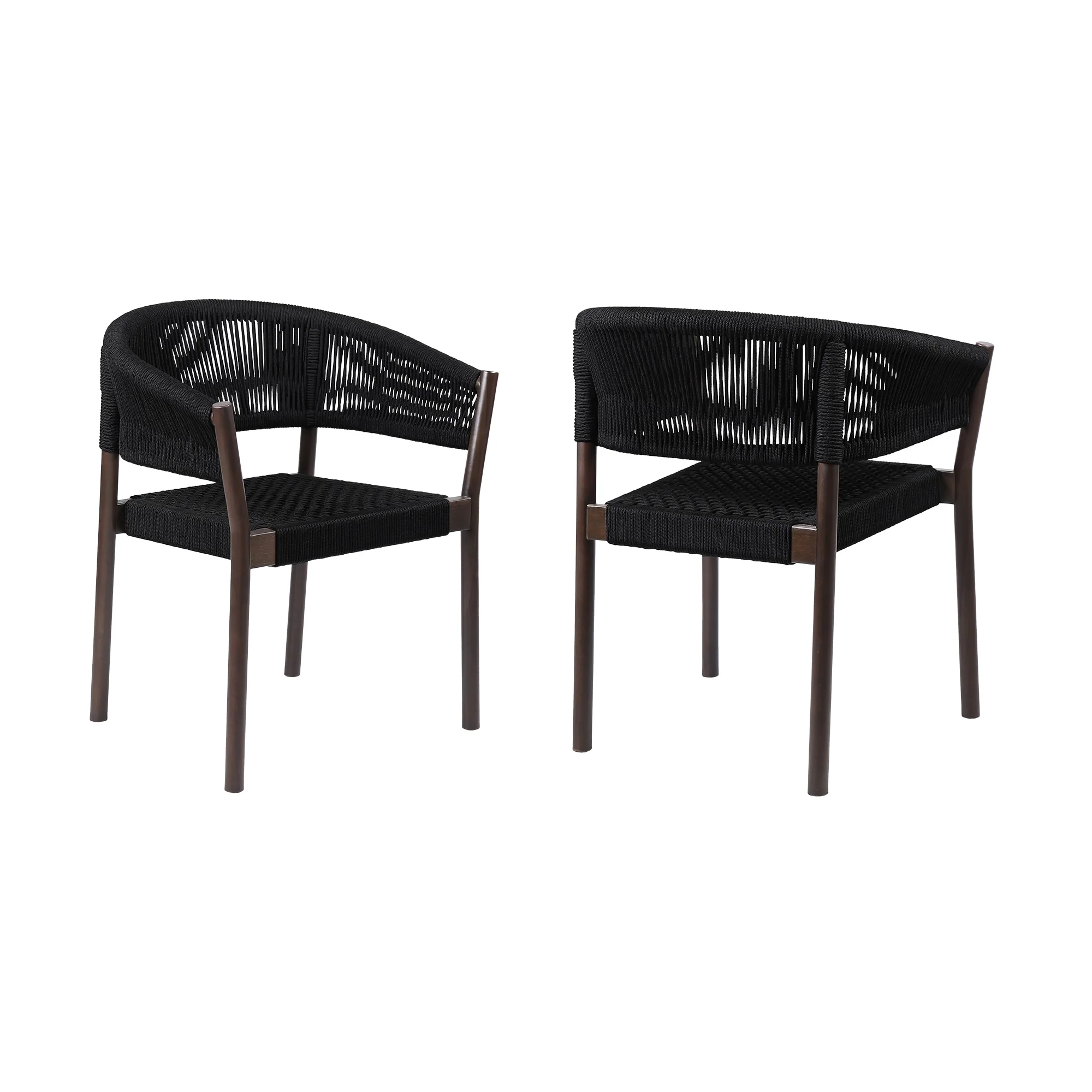 Doris Indoor Outdoor Dining Chair in Light Eucalyptus Wood with Charcoal Rope (Set of 2) - Image 3