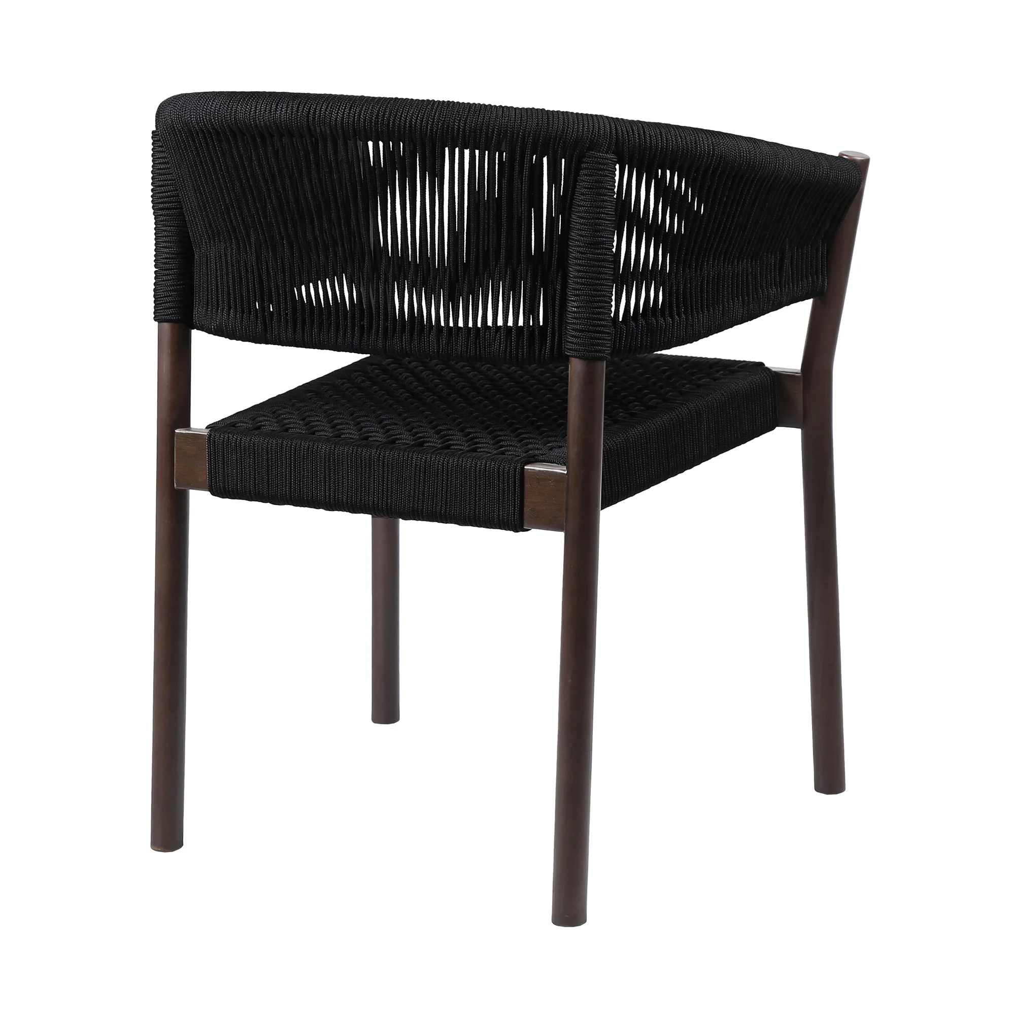 Doris Indoor Outdoor Dining Chair in Light Eucalyptus Wood with Charcoal Rope (Set of 2) - Image 4