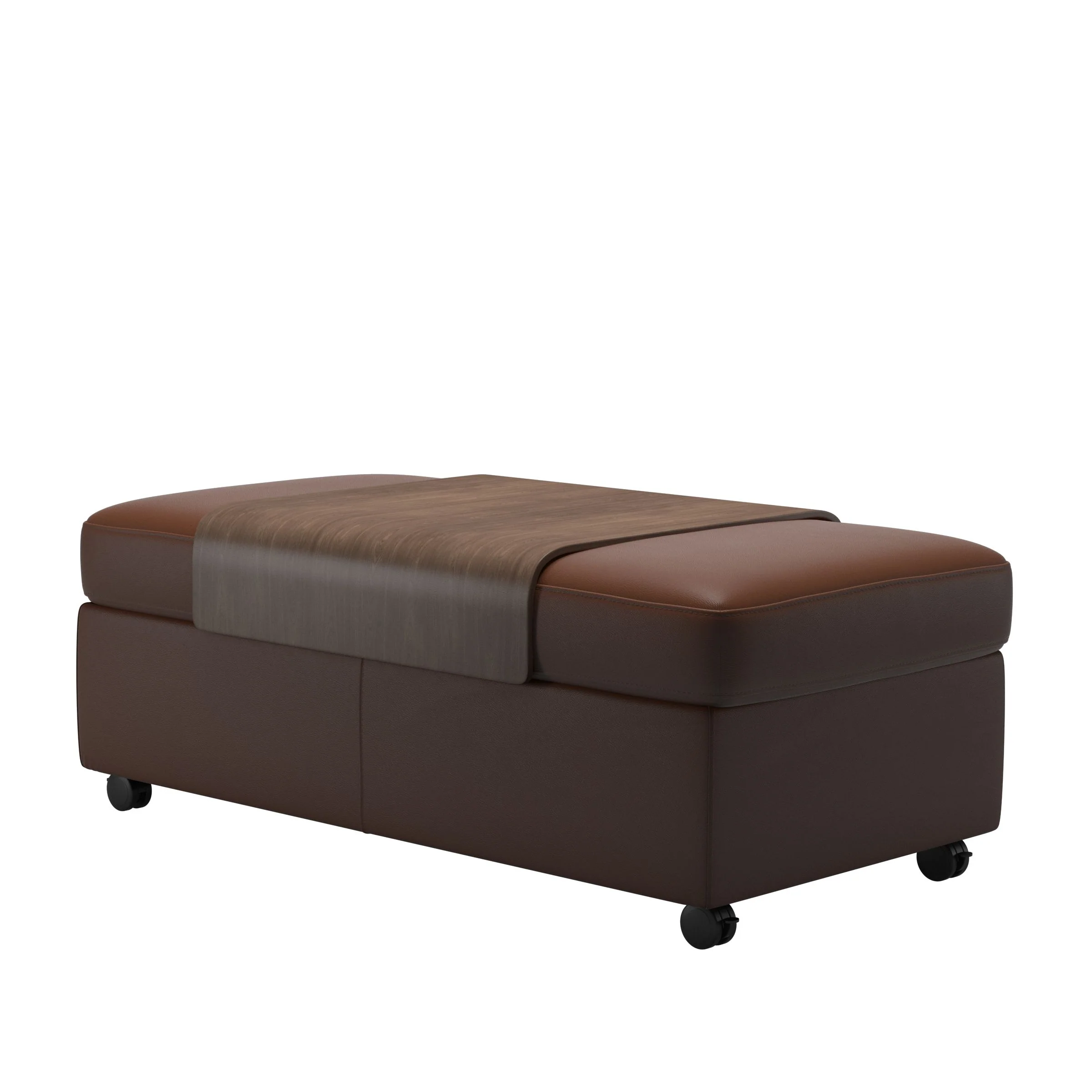 Flora Wood Double Ottoman with Table - Image 2
