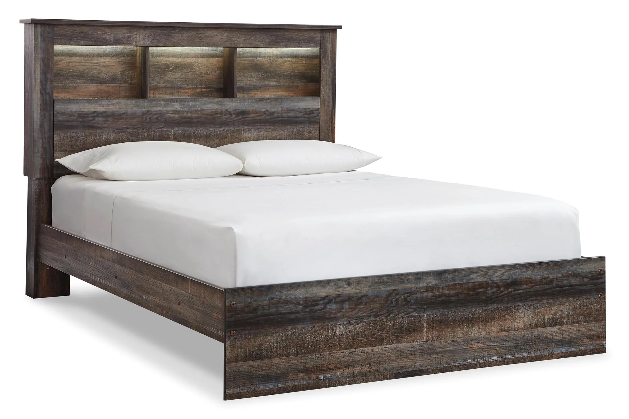 Drystan Queen Bookcase Bed with 2 Storage Drawers and 2 Cubbies
