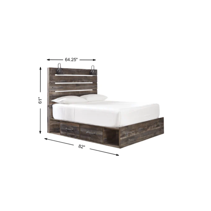 Drystan Queen Panel Bed with 2 Storage Drawers and 2 Cubbies - Image 3