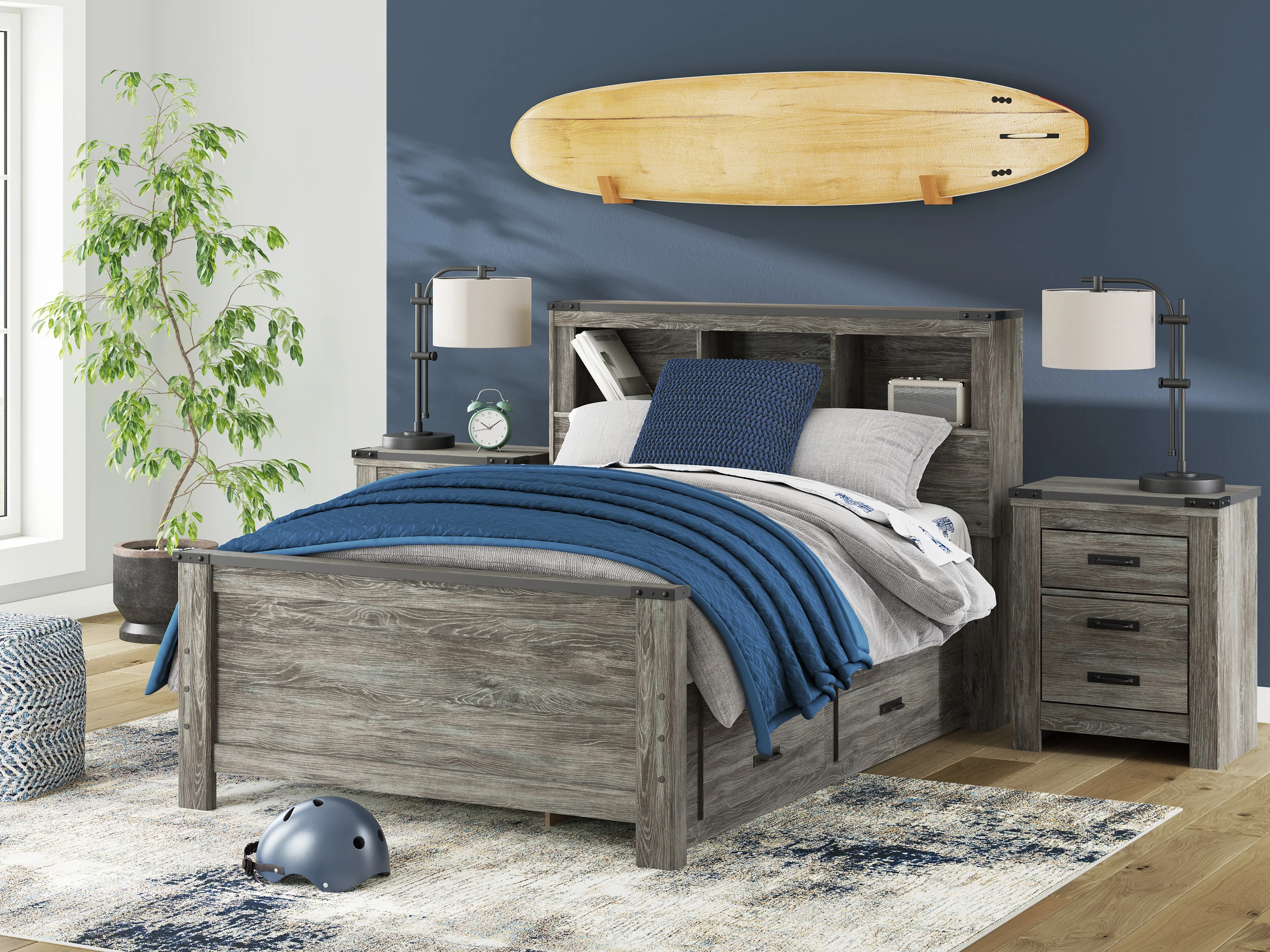Frandern Bookcase Panel Bed with Storage - Image 12