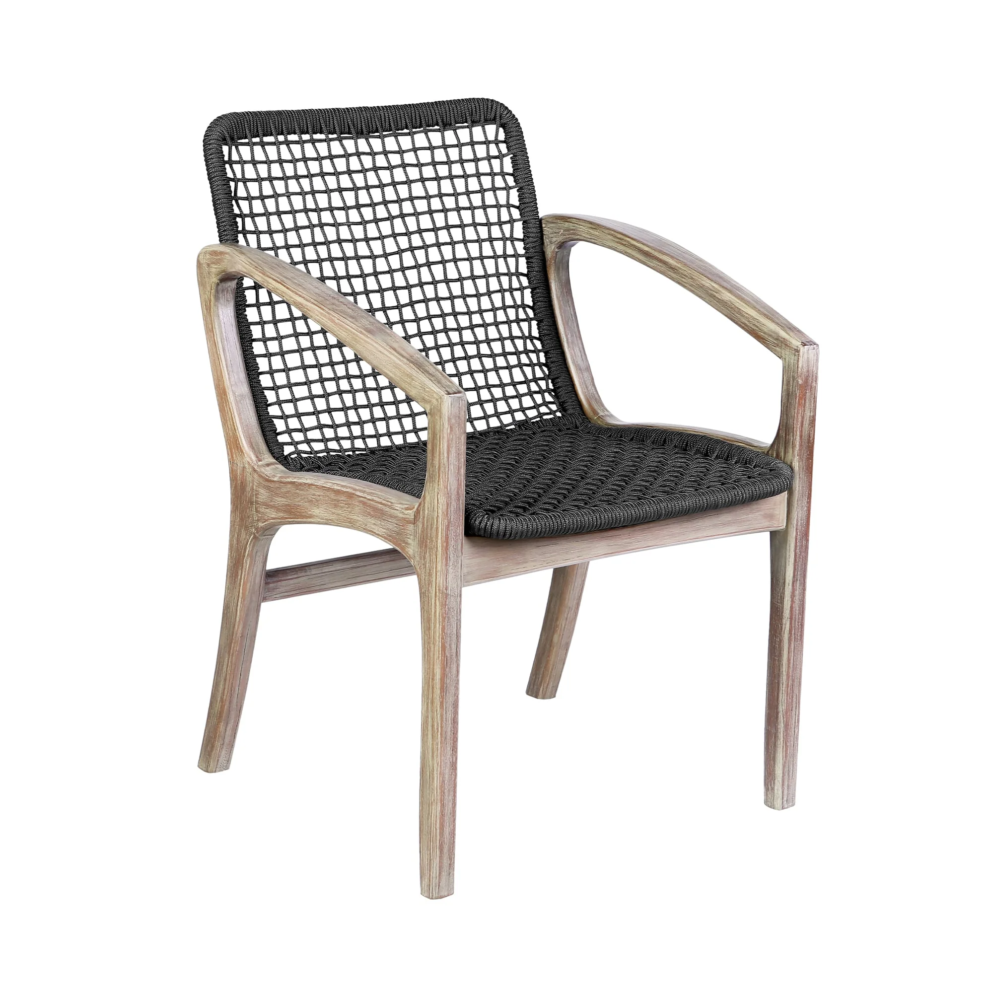 Koala and Brighton 5 Piece Outdoor Patio Dining Set in Light Eucalyptus Wood and Charcoal Rope - Image 2