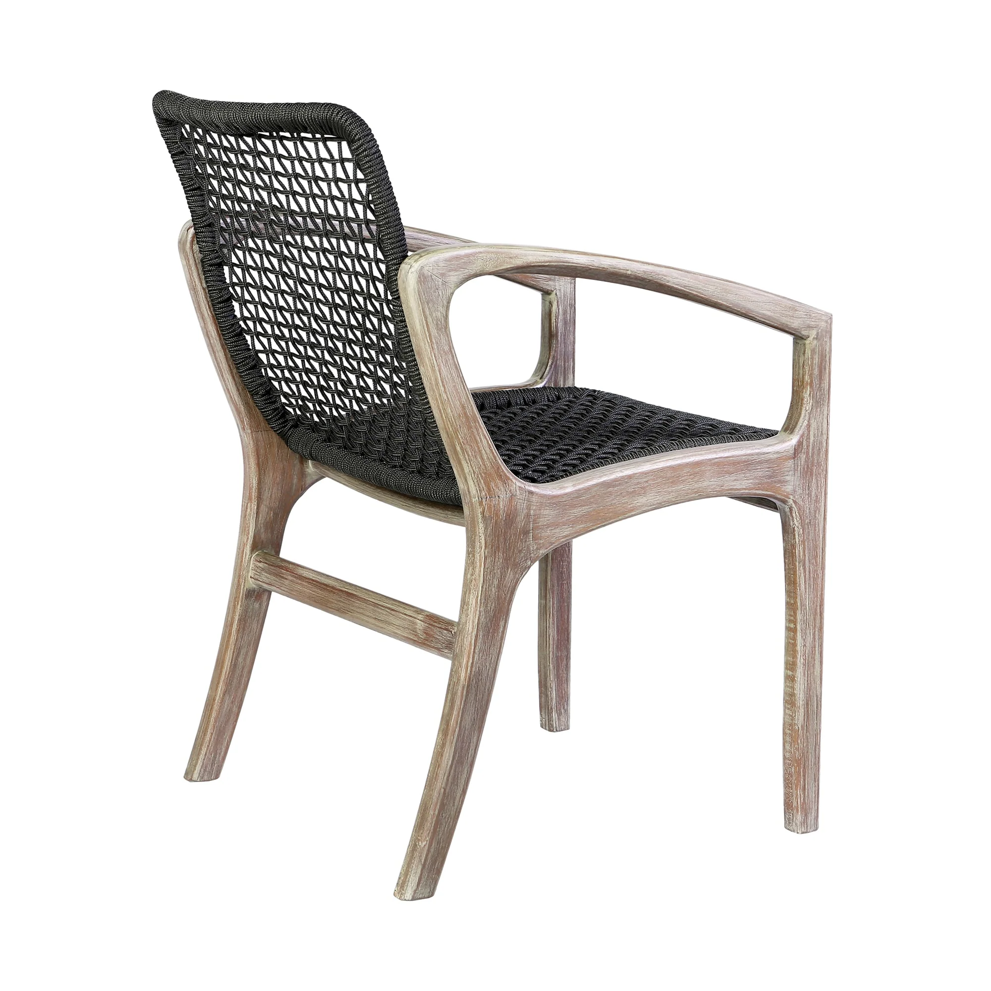 Koala and Brighton 5 Piece Outdoor Patio Dining Set in Light Eucalyptus Wood and Charcoal Rope - Image 3