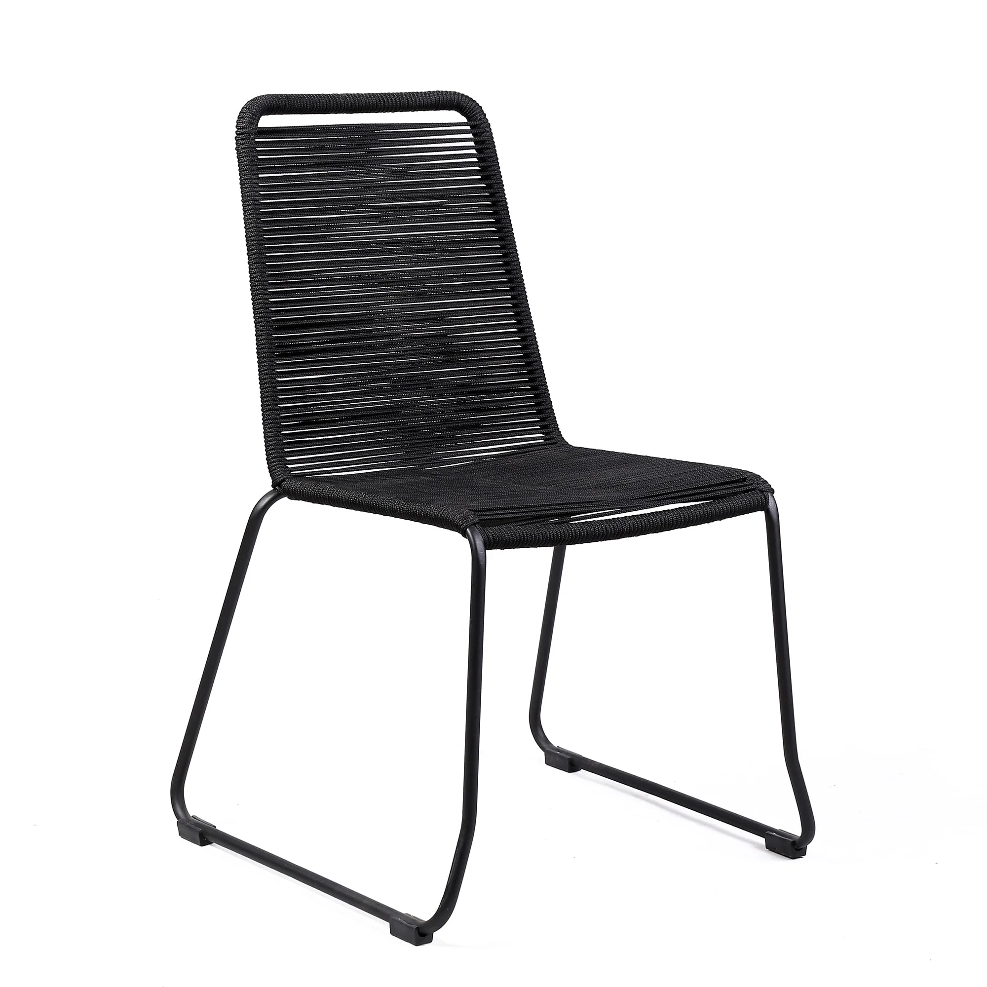 Koala and Shasta 5 Piece Dining Set in Dark Eucalyptus and Metal with Black Rope - Image 2