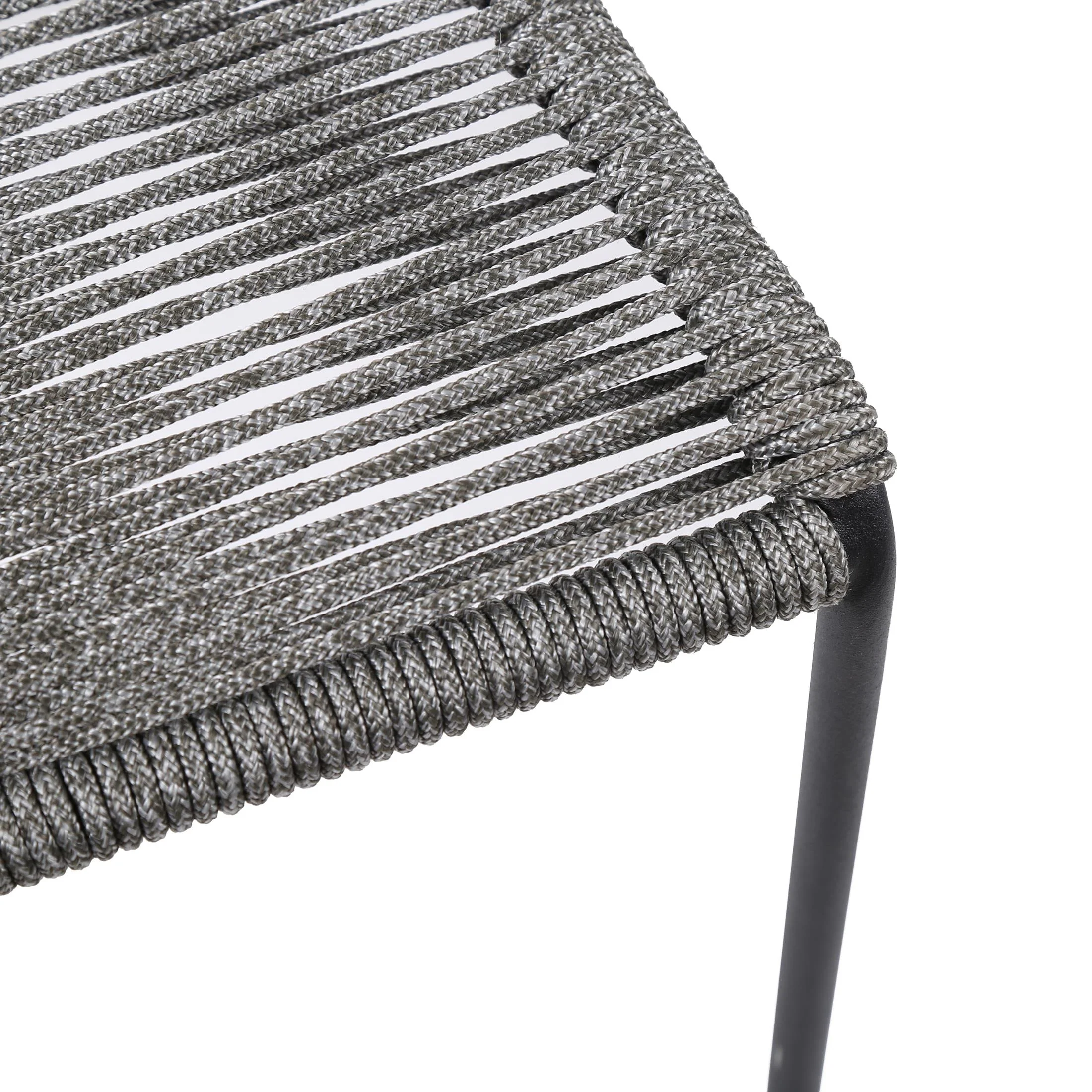 Koala Clip and Camino 5 Piece Outdoor Dining Set in Dark Eucalyptus with Gray Rope - Image 4