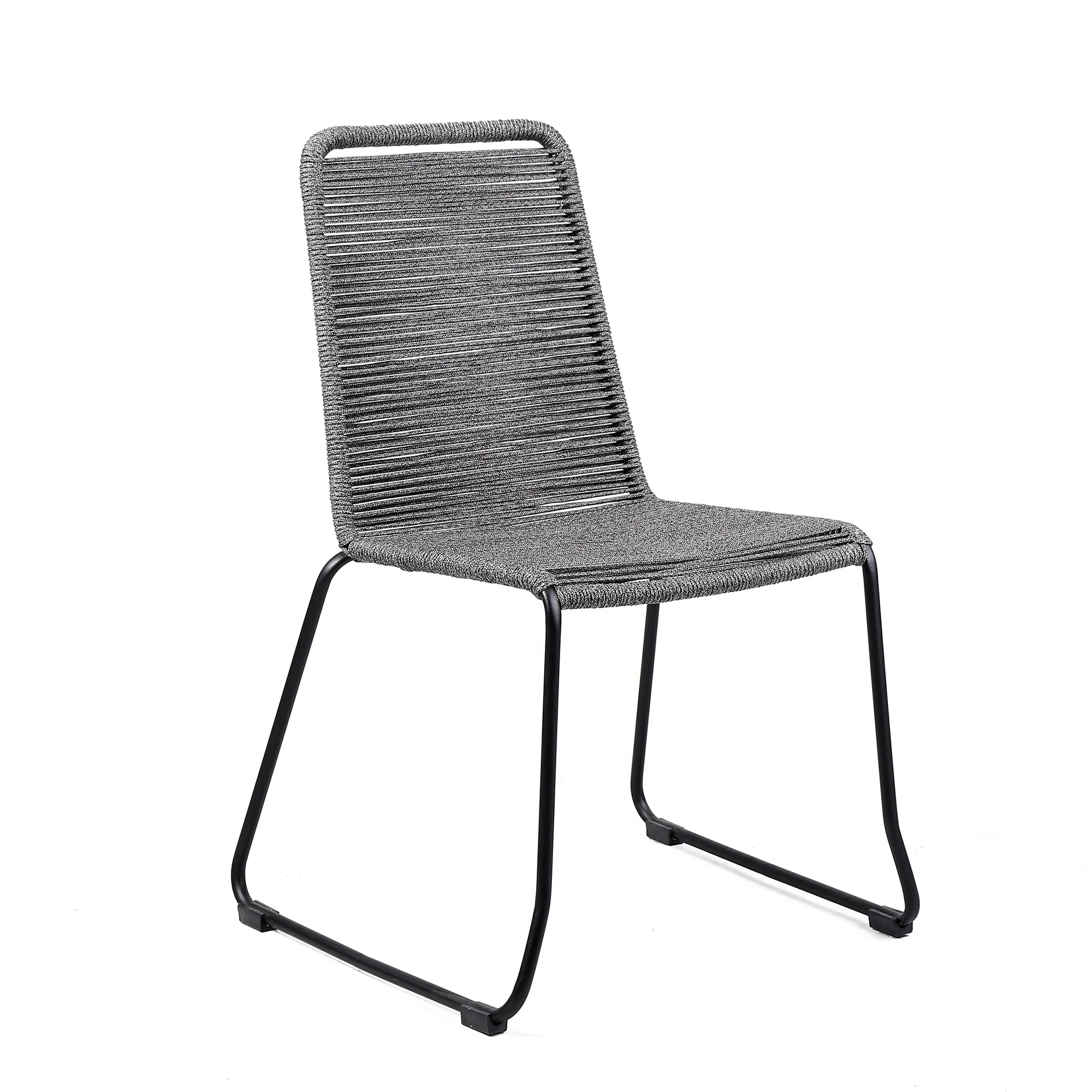 Koala Shasta and Camino 5 Piece Outdoor Dining Set in Dark Eucalyptus Wood with Gray Rope - Image 2