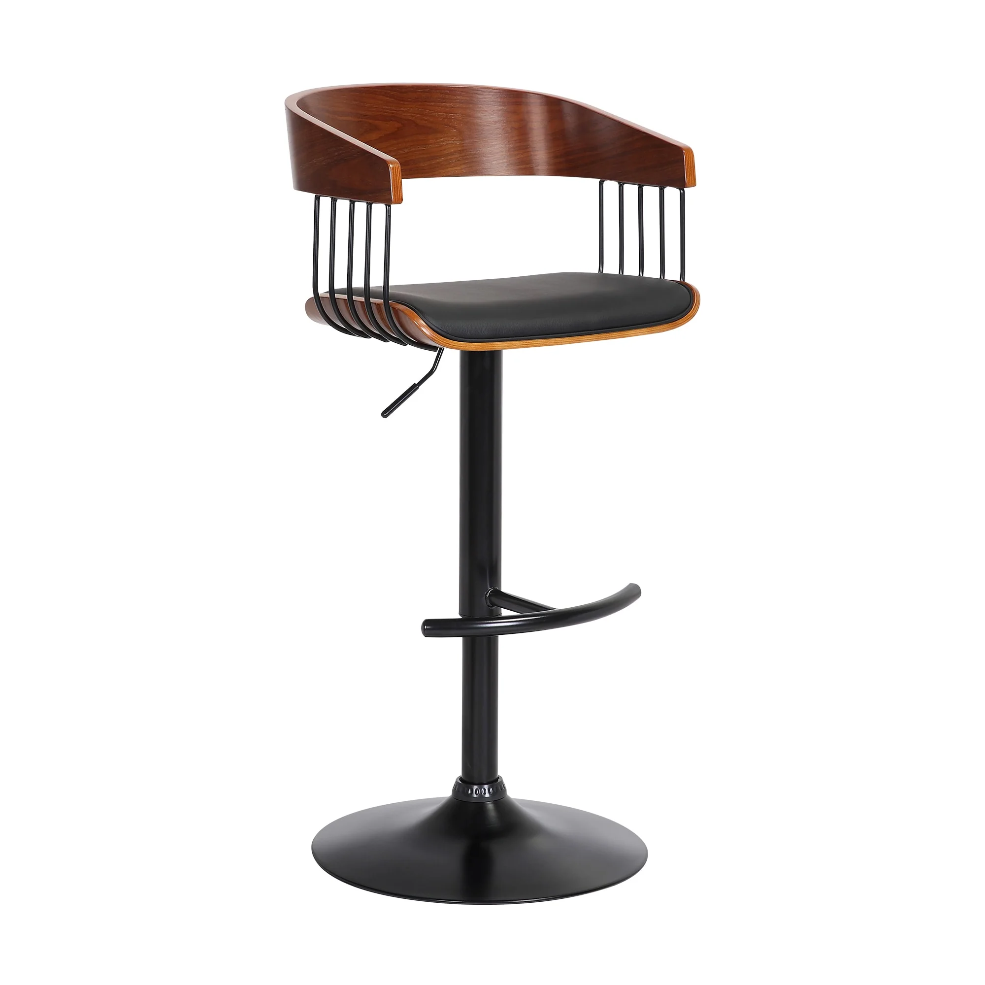 Larisa Adjustable Walnut Wood Bar Stool - Image 2