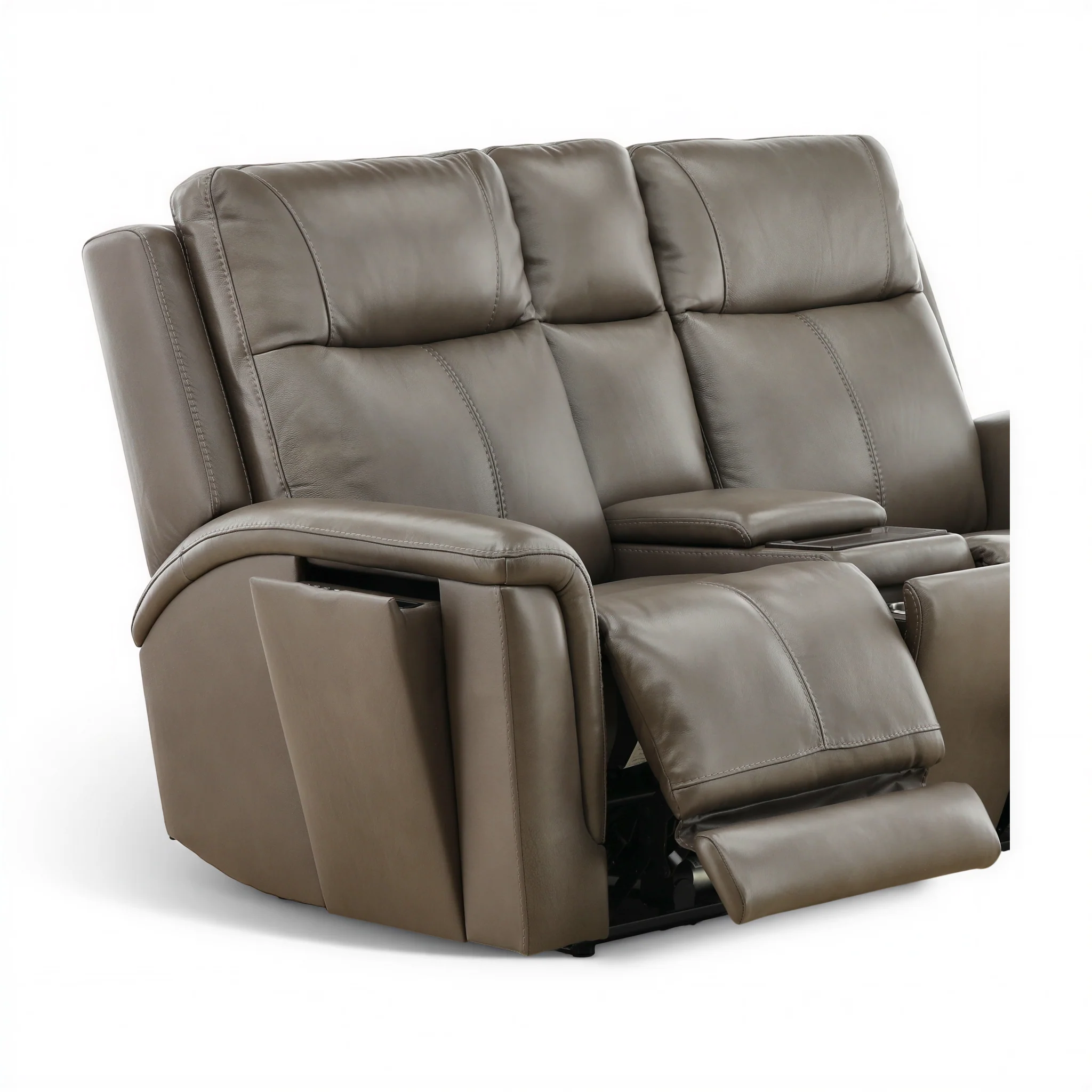 Flexsteel Trey Leather Power Reclining Console Loveseat - Image 14