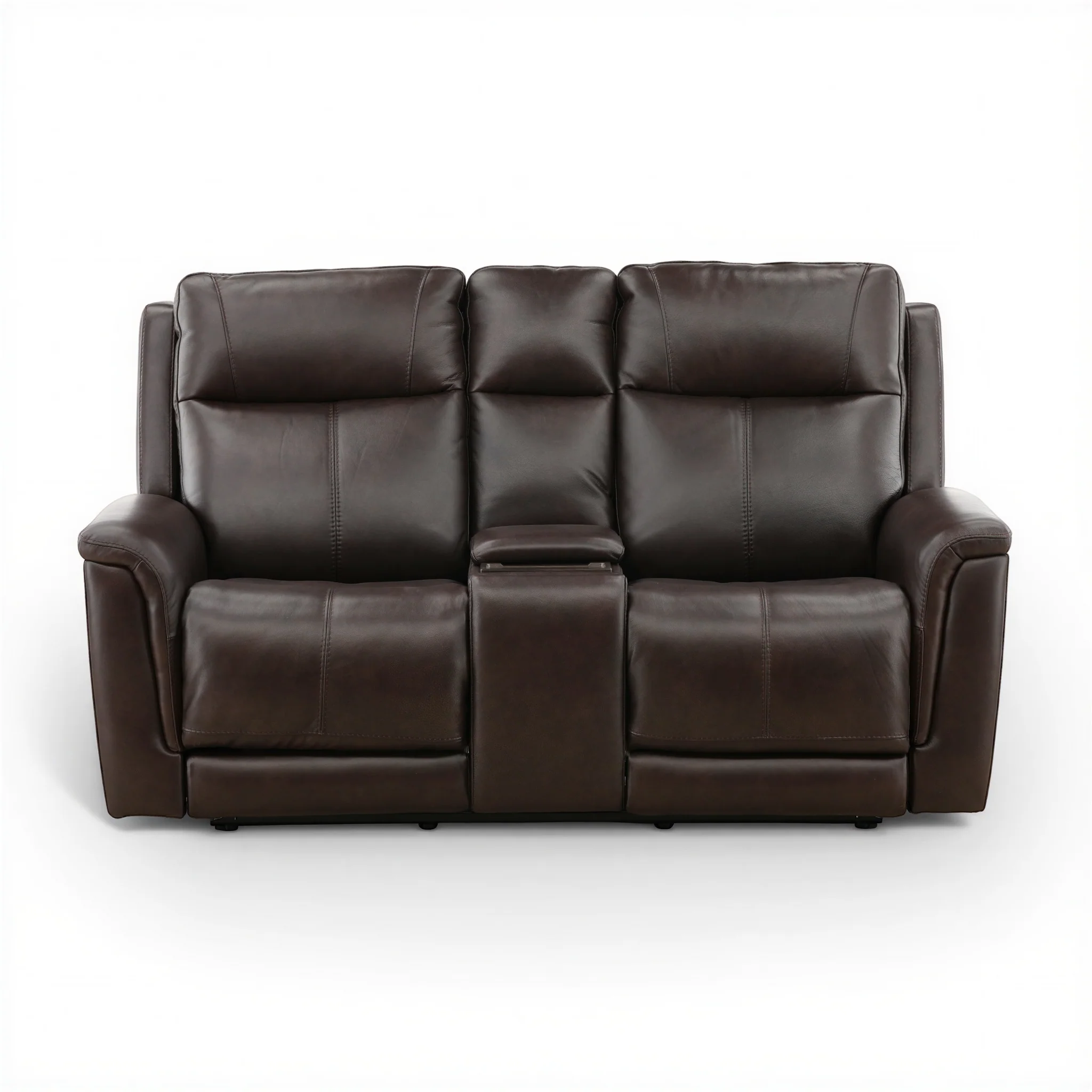 Flexsteel Trey Leather Power Reclining Console Loveseat - Image 17
