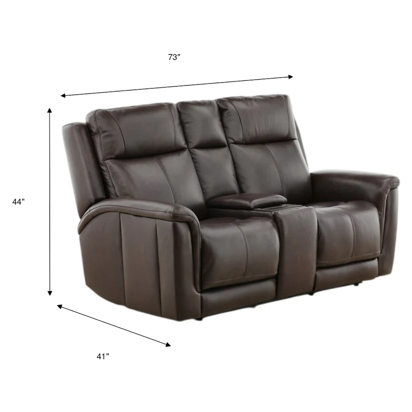 Flexsteel Trey Leather Power Reclining Console Loveseat - Image 19