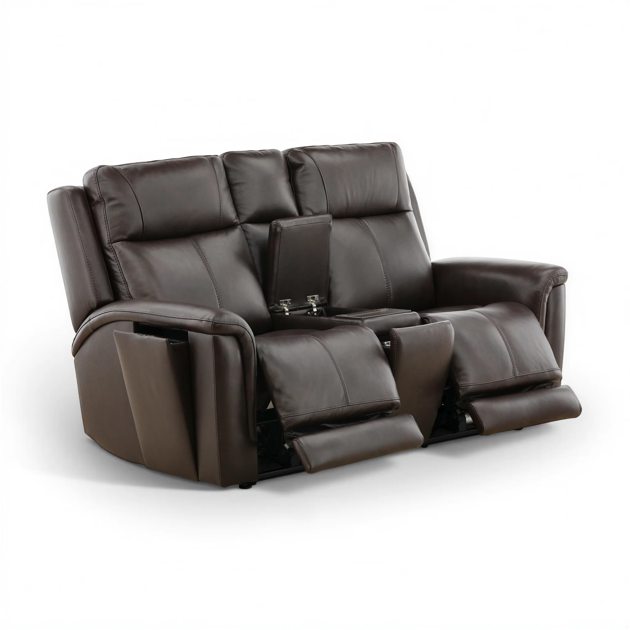 Flexsteel Trey Leather Power Reclining Console Loveseat - Image 22