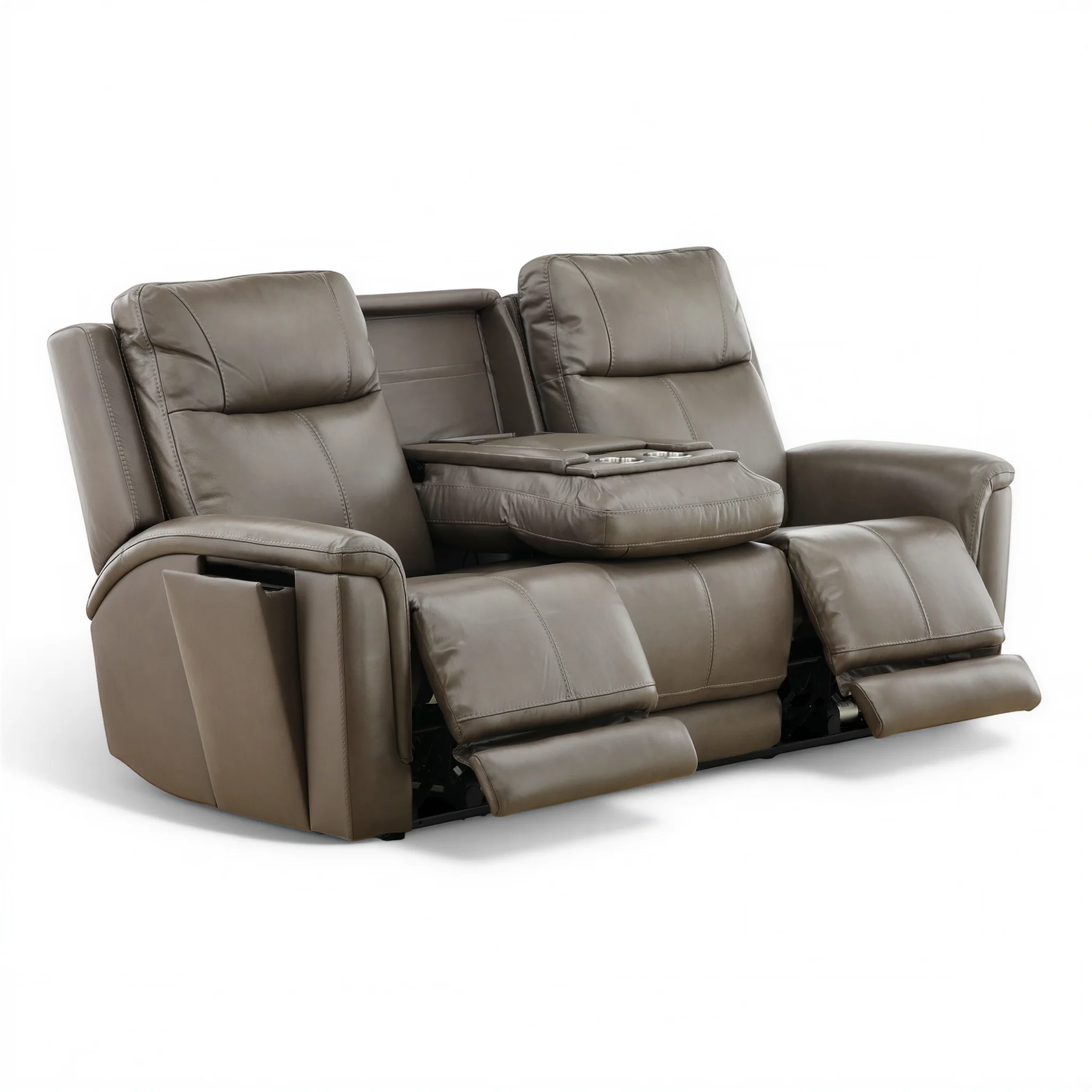 Flexsteel Trey Leather Power Reclining Sofa with Drop-Down Table - Image 9