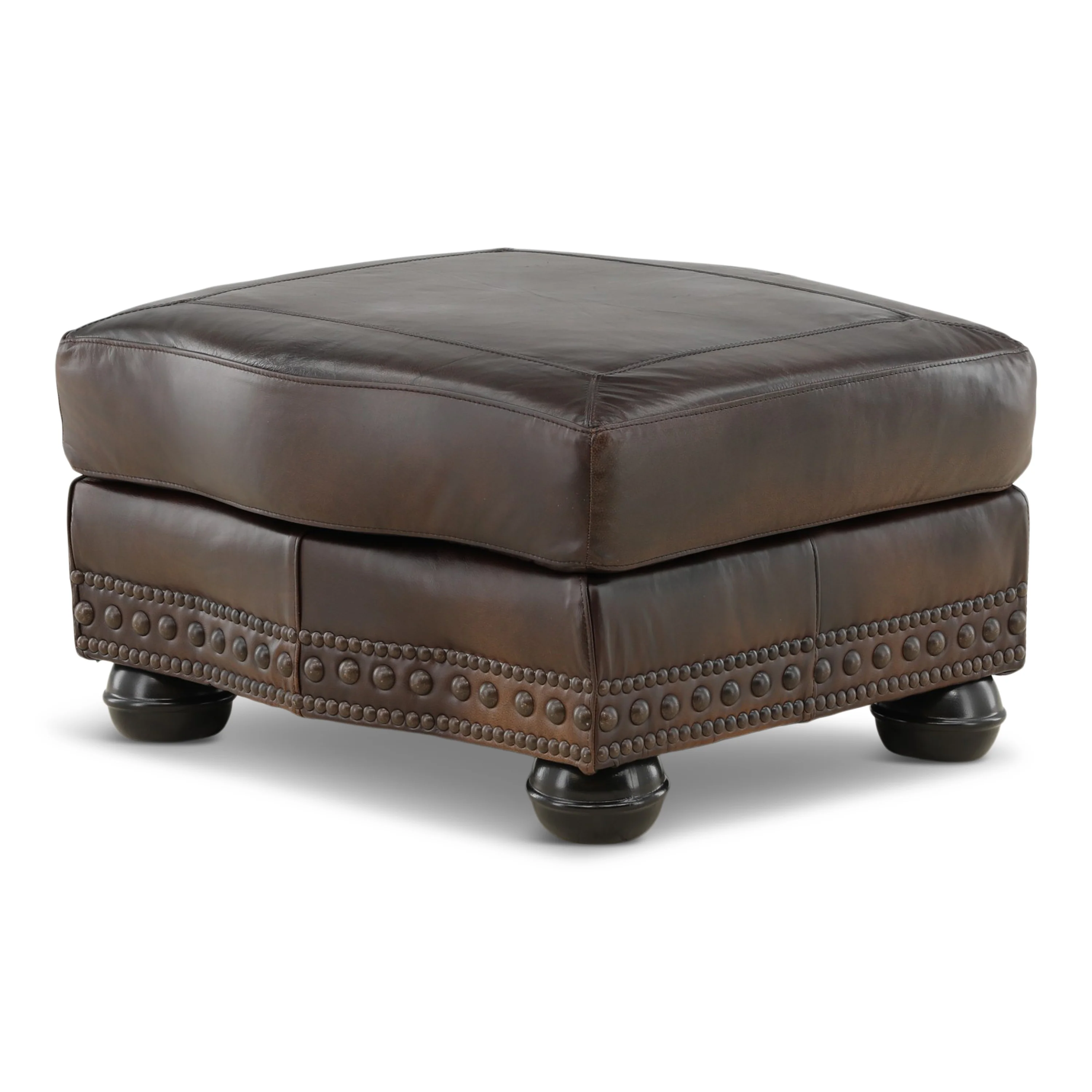 Leonard Leather Ottoman - Image 5
