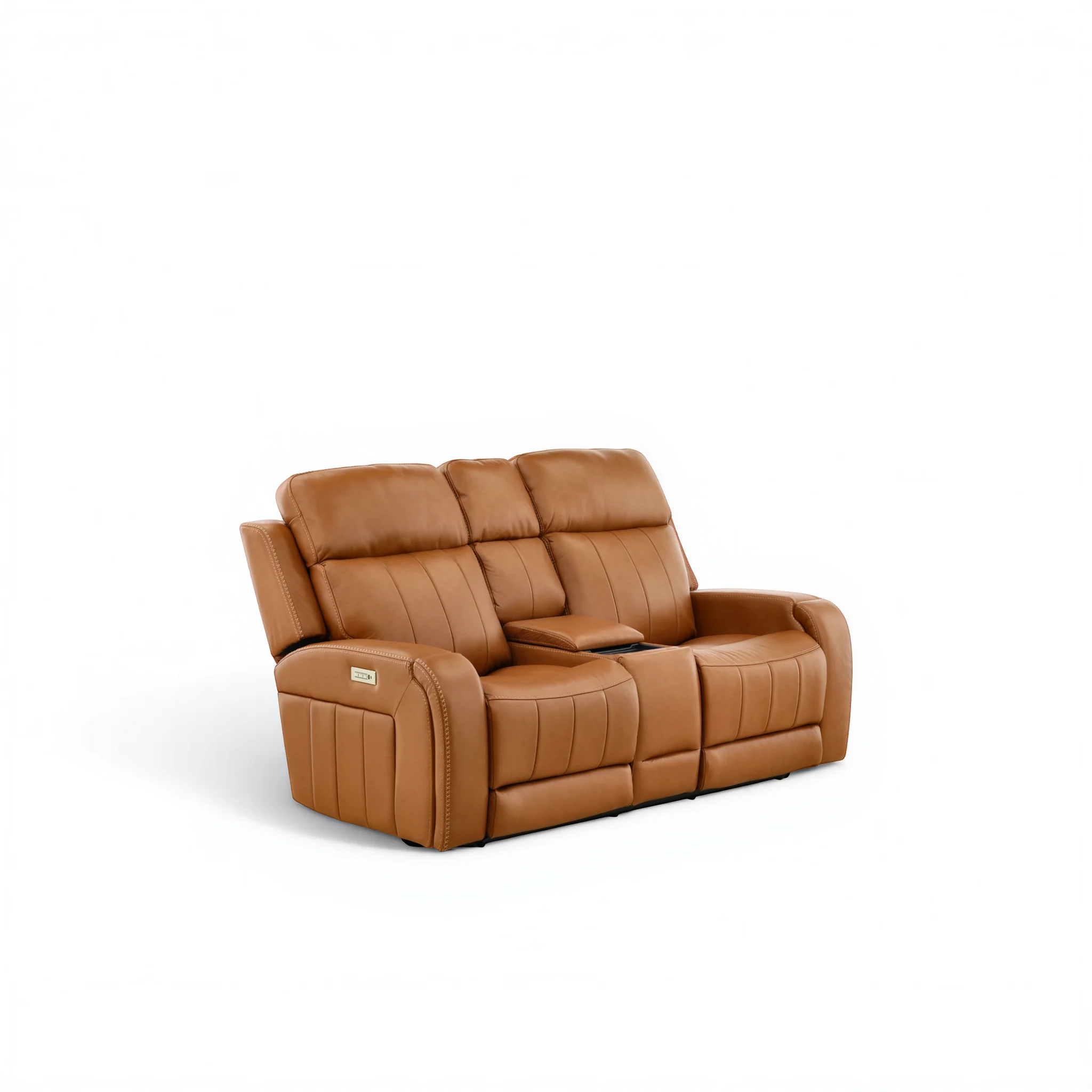 Hampton Leather Home Theater Console Loveseat - Image 17