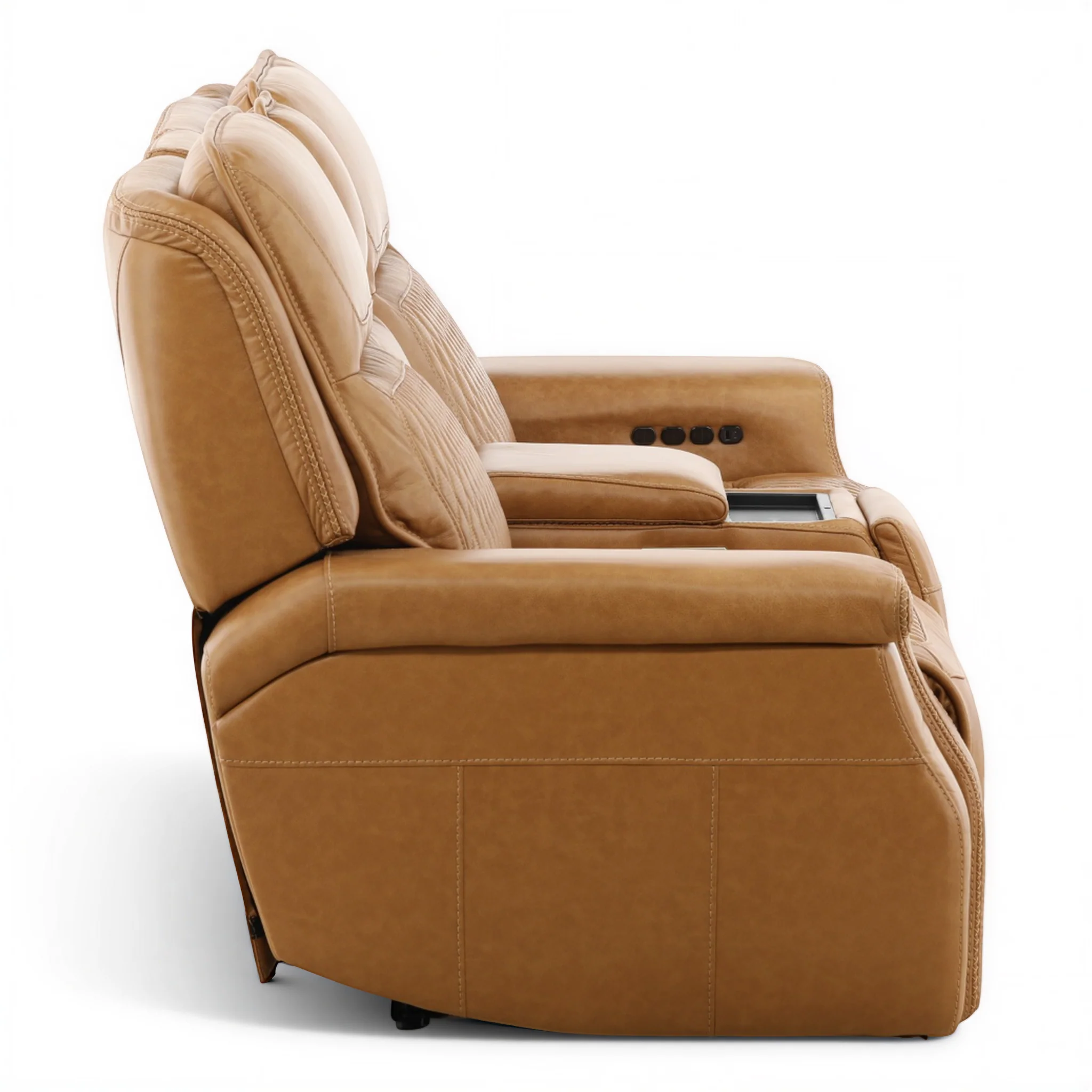 Denton Leather Power Reclining Home Theater Console Loveseat - Image 11