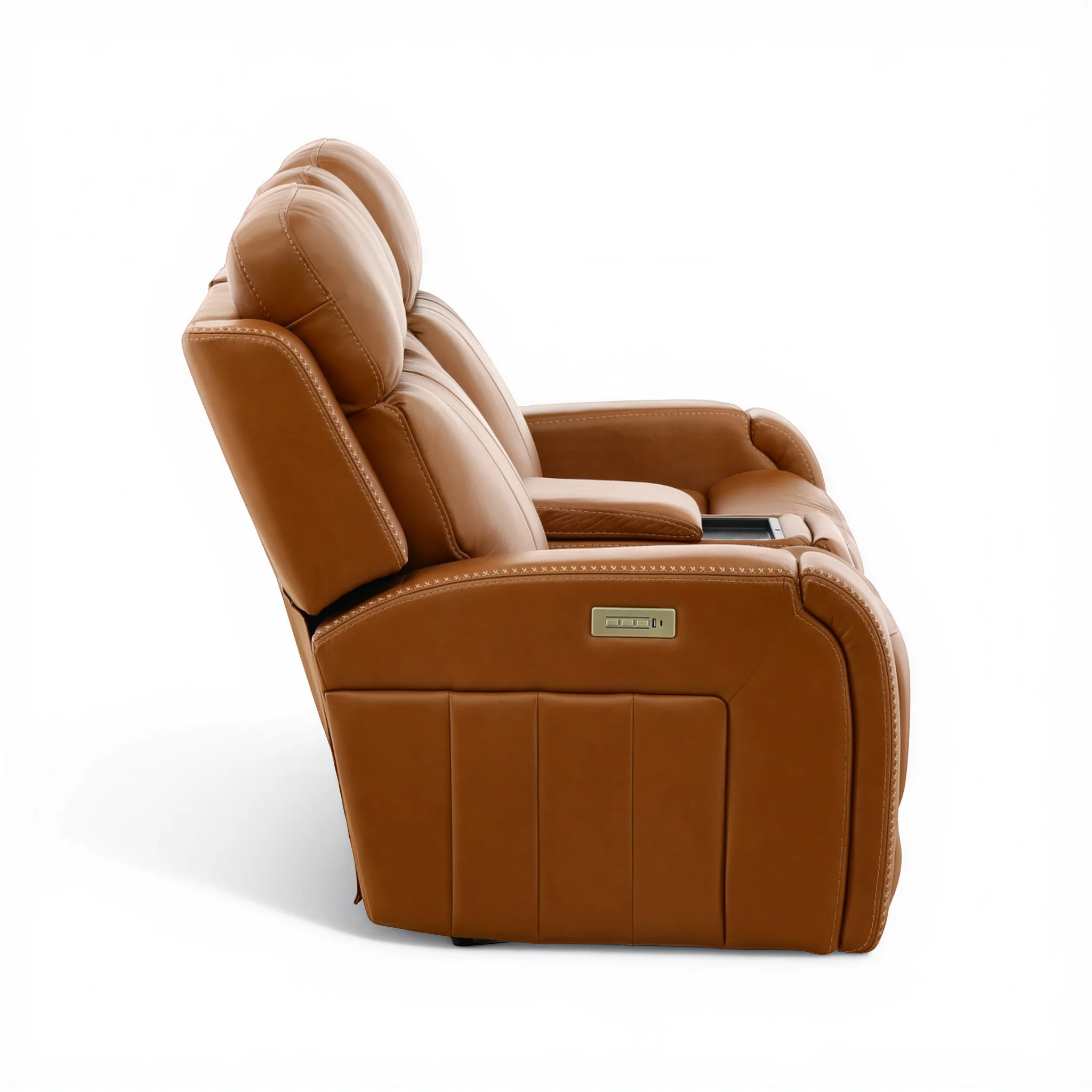 Hampton Leather Home Theater Console Loveseat - Image 23