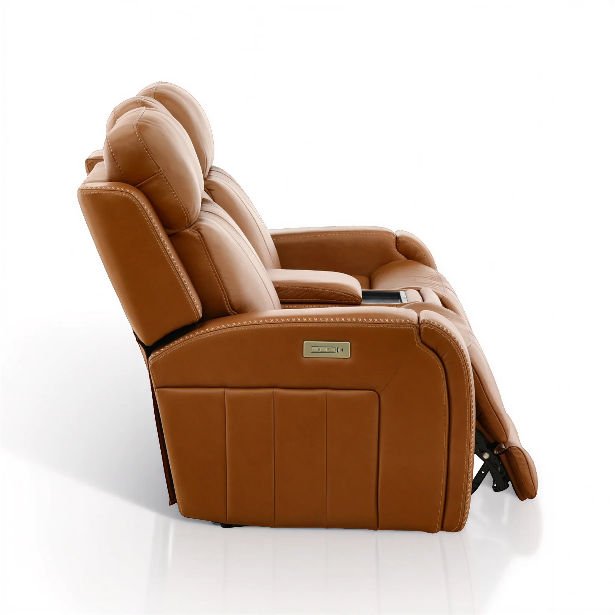 Hampton Leather Home Theater Console Loveseat - Image 24