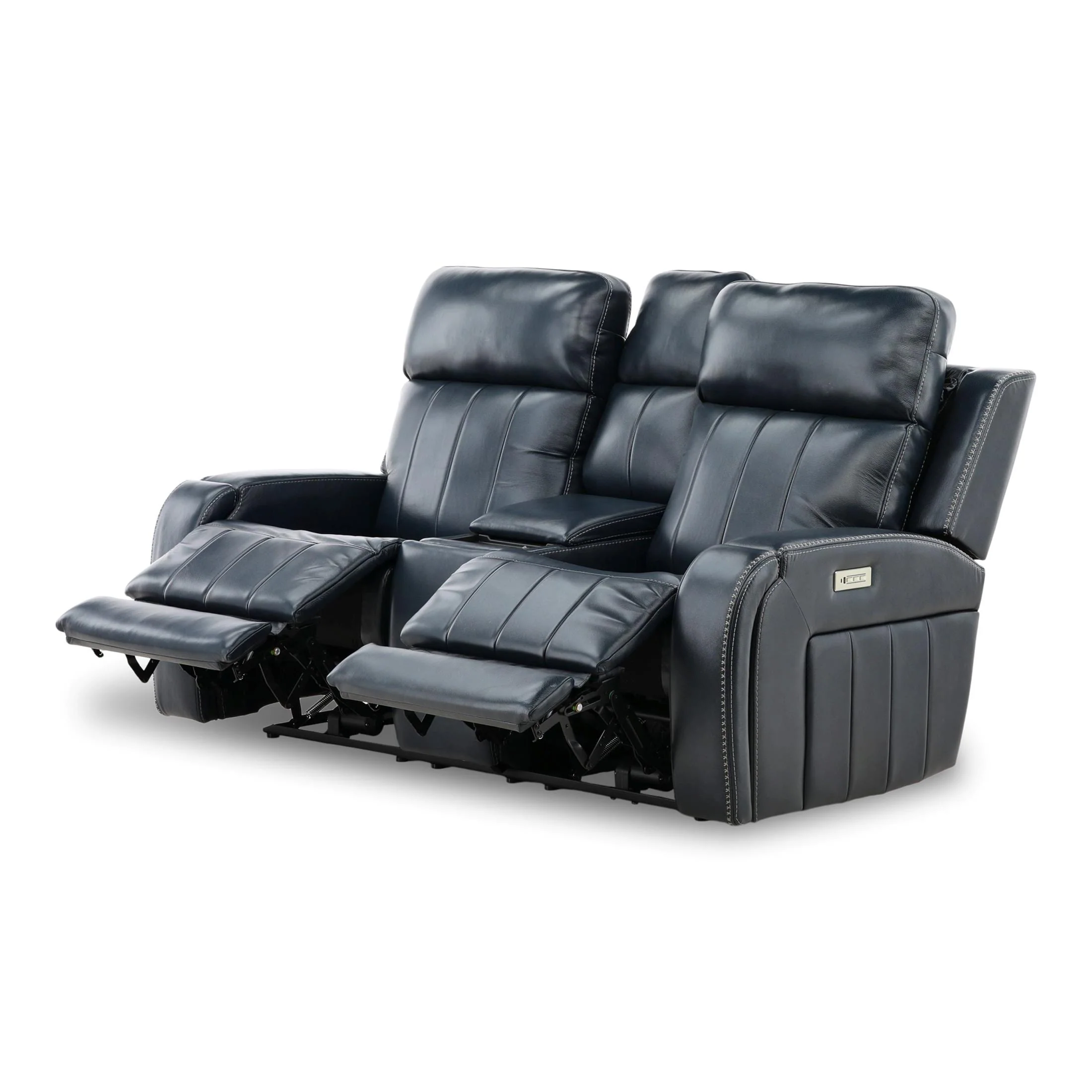 Hampton Leather Home Theater Console Loveseat - Image 7