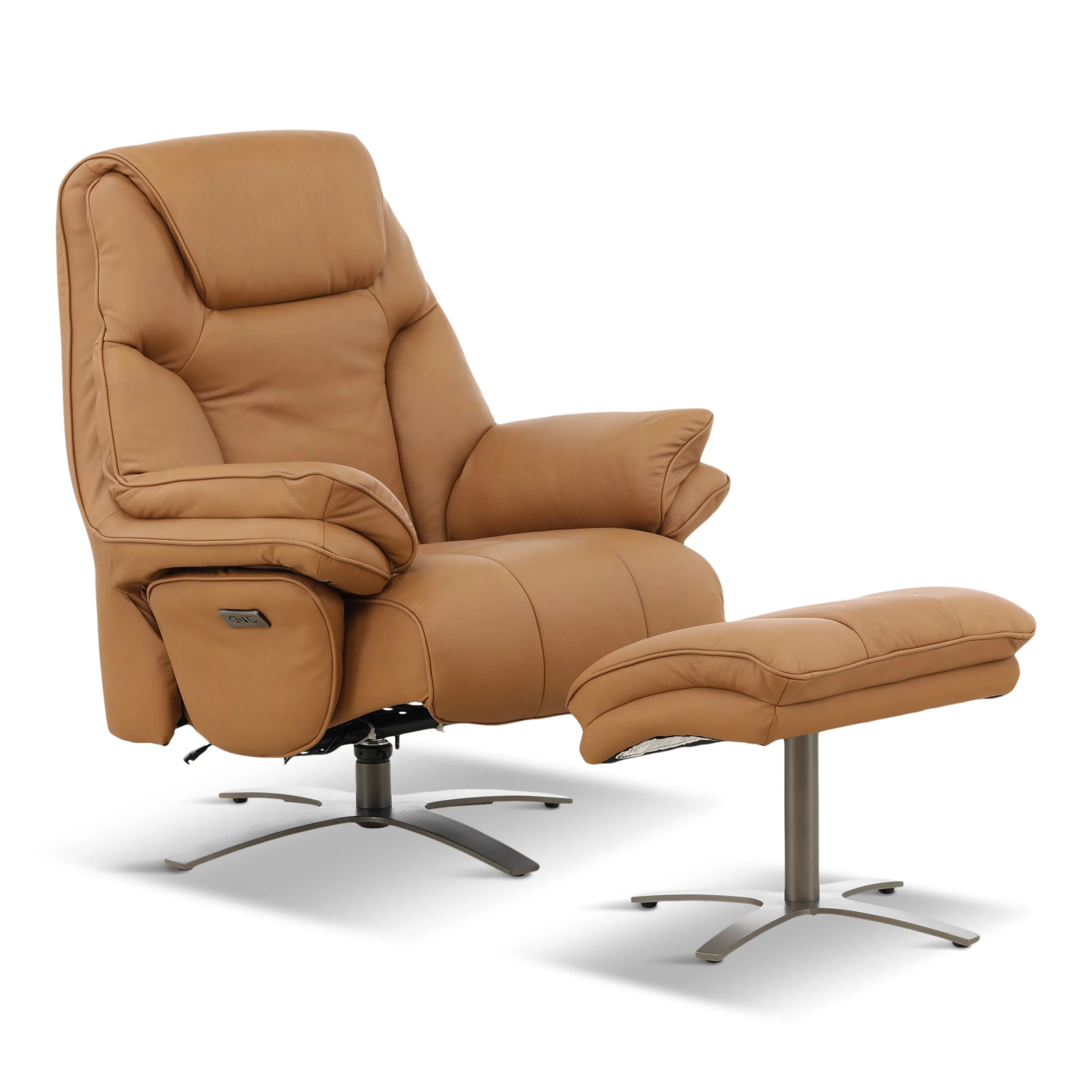 Cayman Leather Power Swivel Chair with Ottoman - Image 15
