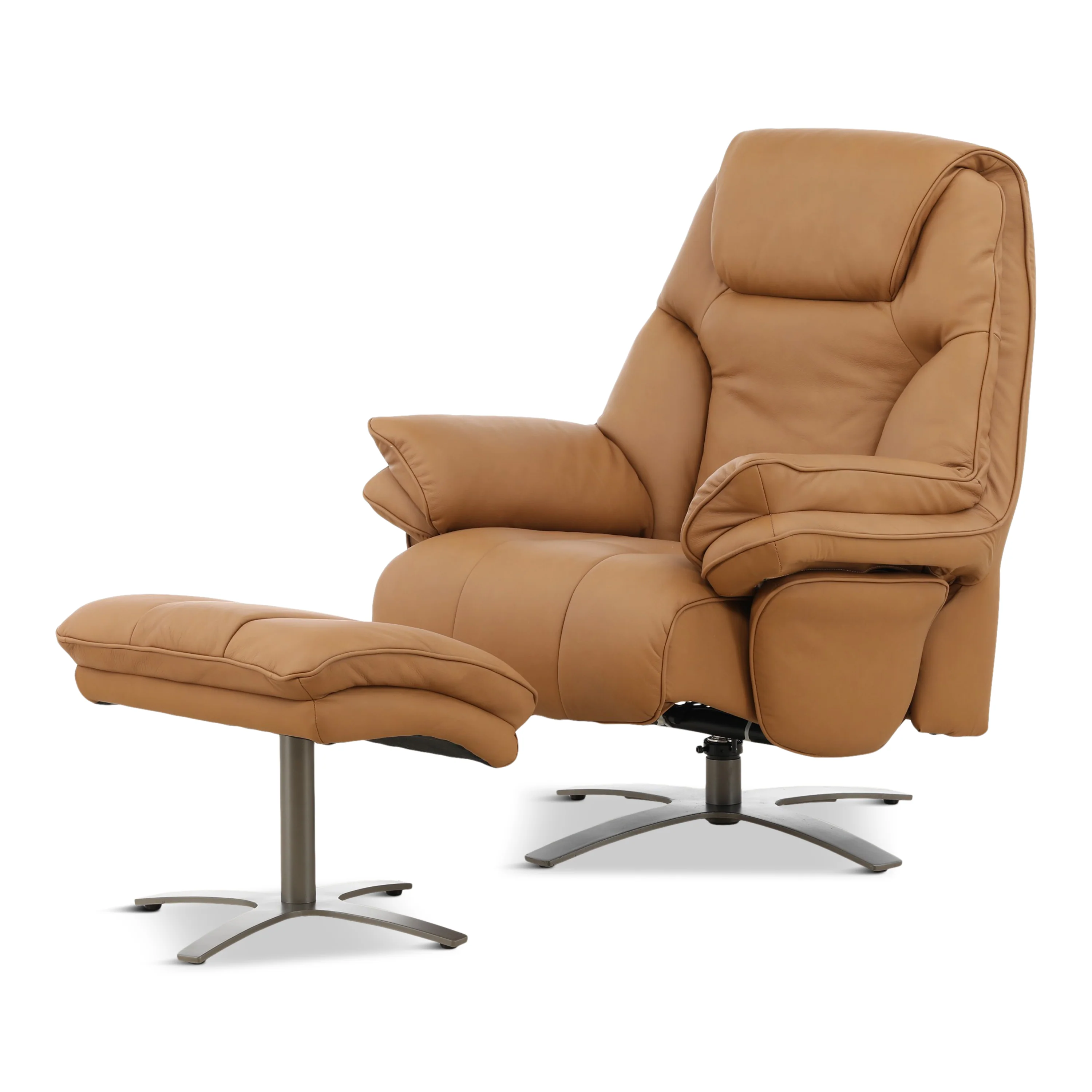 Cayman Leather Power Swivel Chair with Ottoman - Image 17