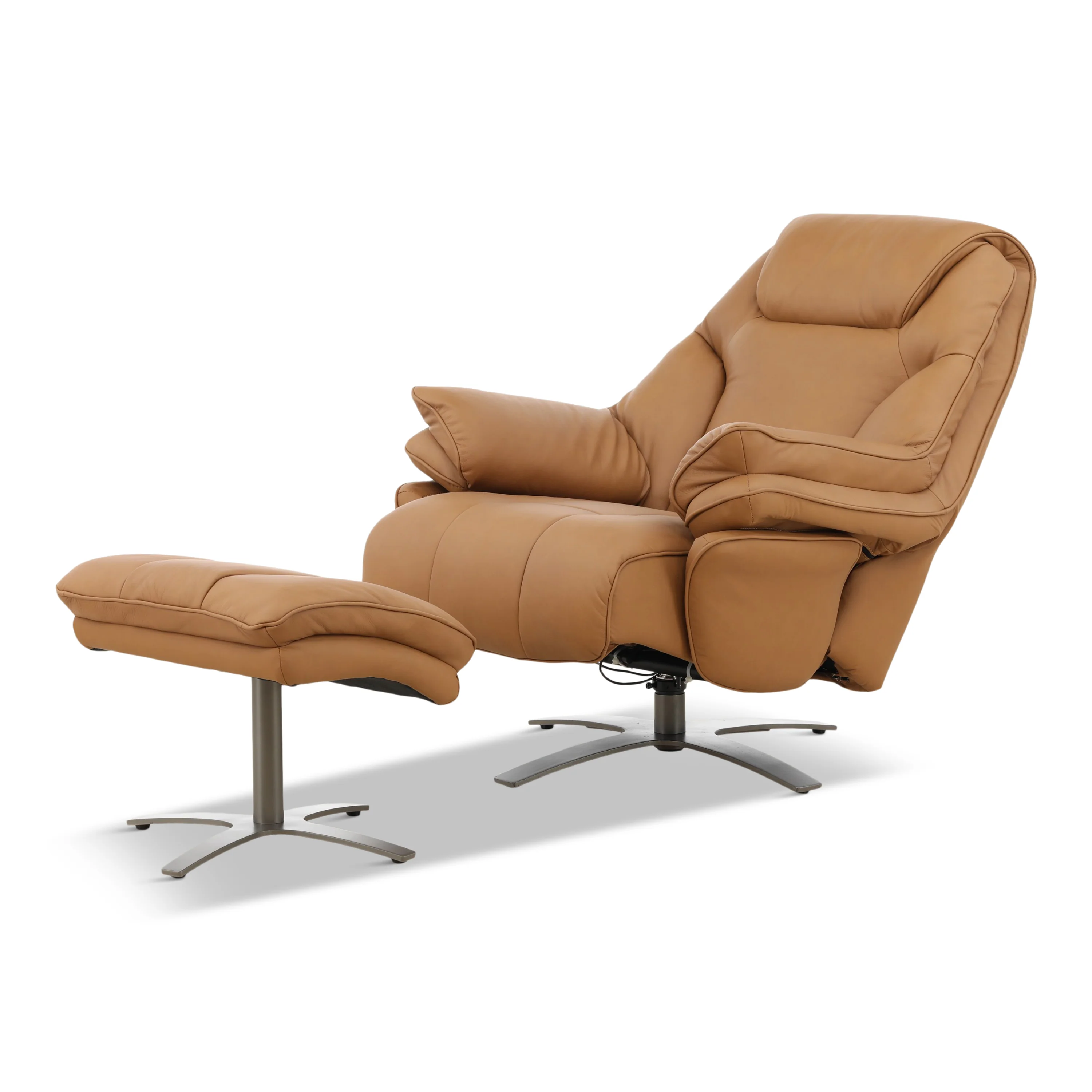Cayman Leather Power Swivel Chair with Ottoman - Image 18