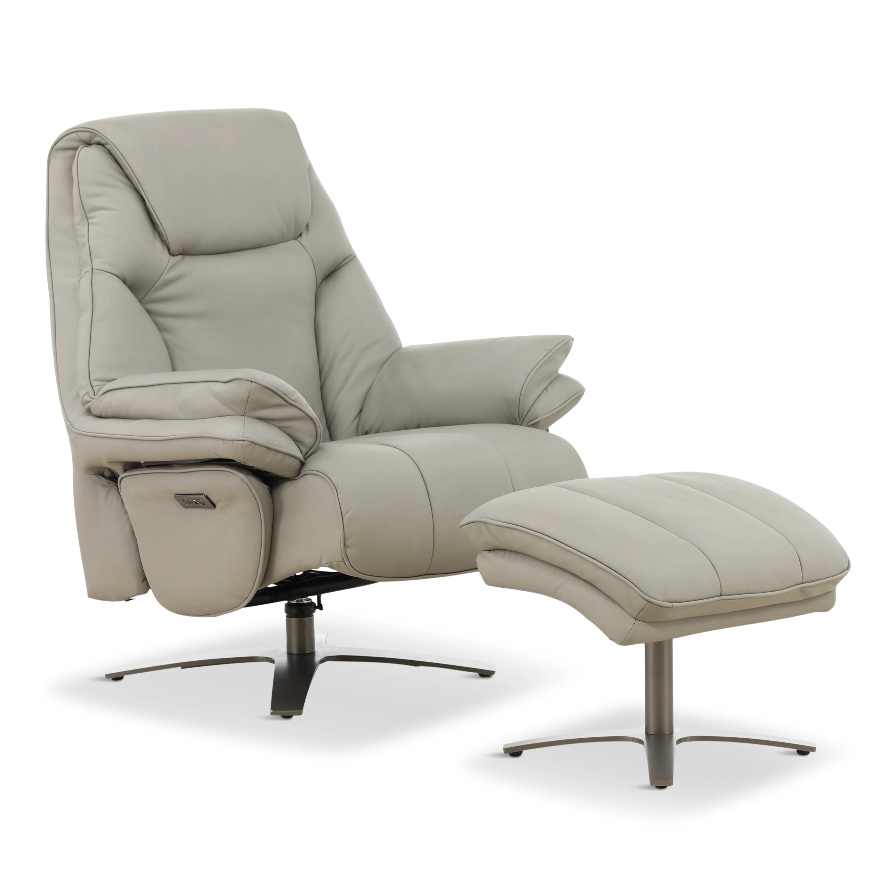 Cayman Leather Power Swivel Chair with Ottoman - Image 3
