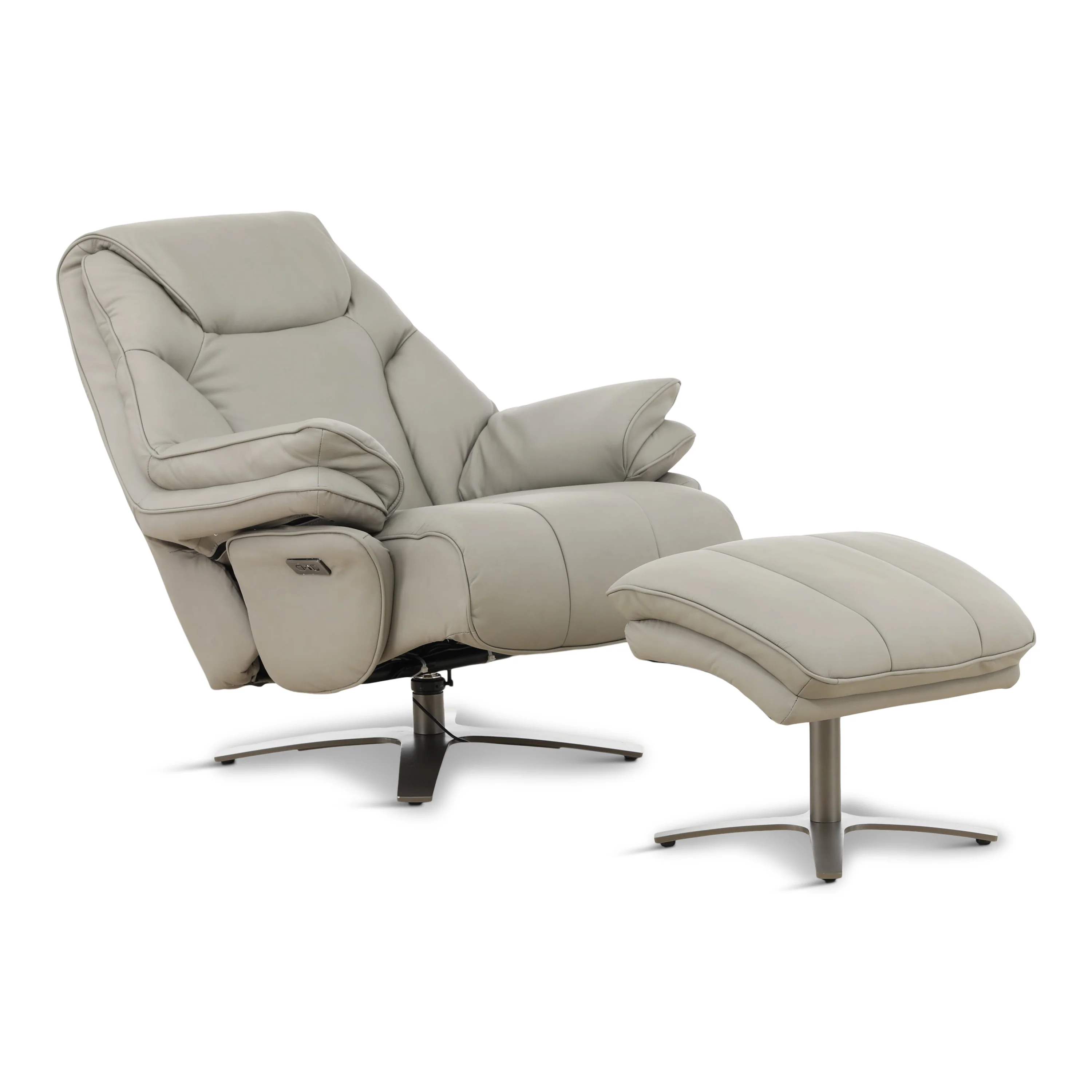 Cayman Leather Power Swivel Chair with Ottoman - Image 4