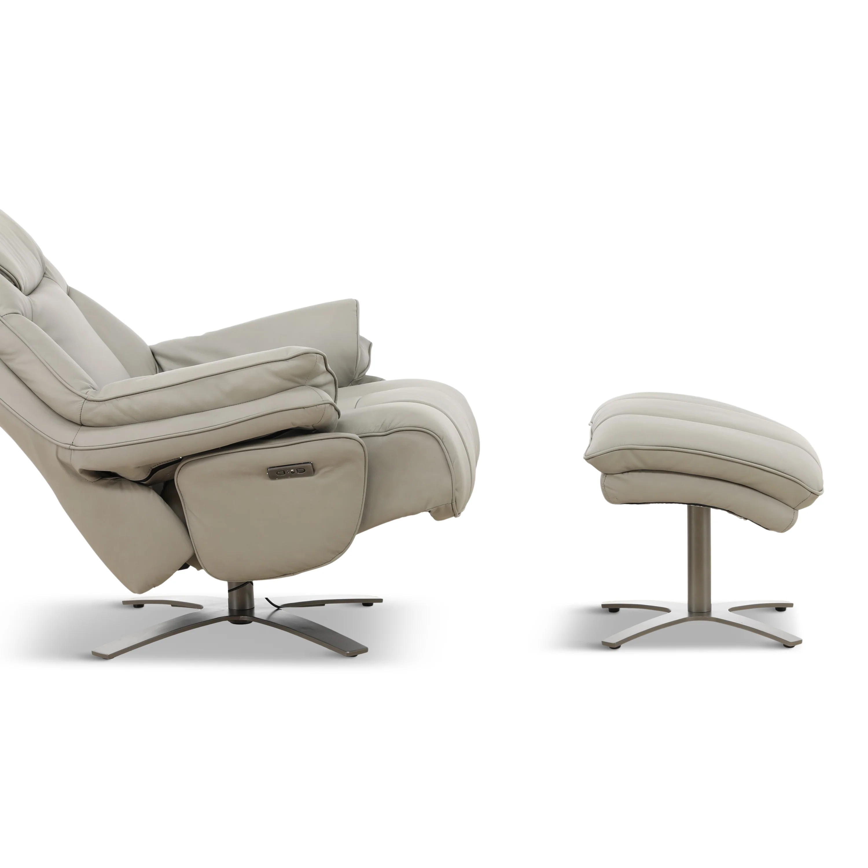 Cayman Leather Power Swivel Chair with Ottoman - Image 8