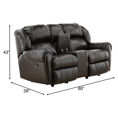 Falynn Leather Rocker Recliner Console Loveseat - Image 14