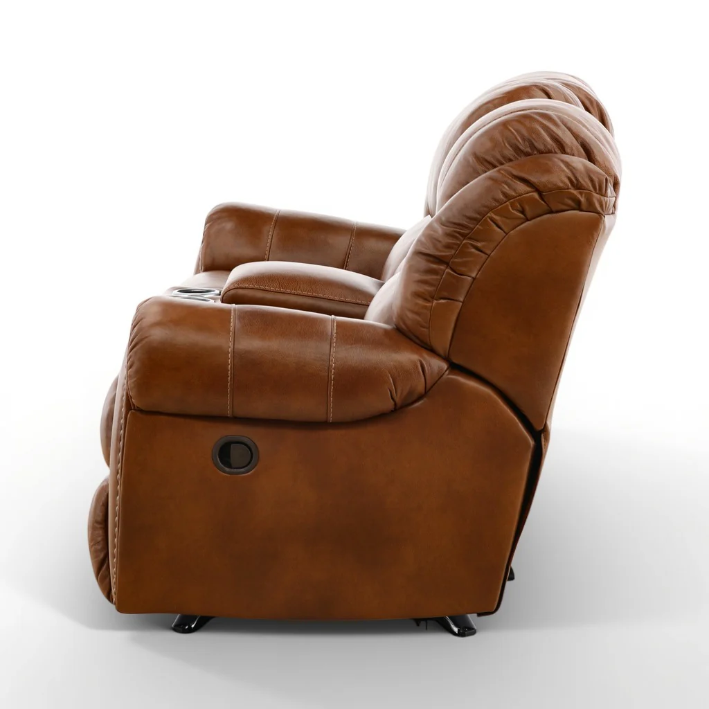 Falynn Leather Rocker Recliner Console Loveseat - Image 28