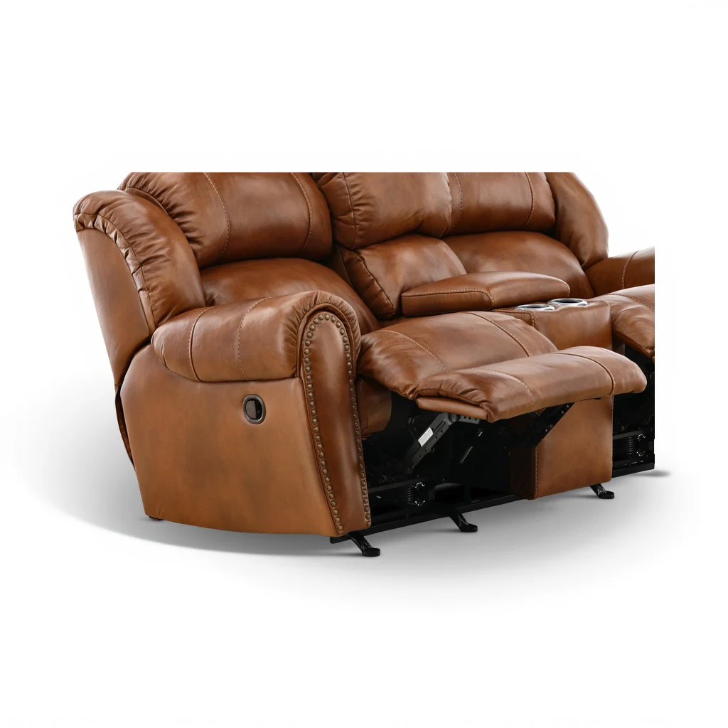 Falynn Leather Rocker Recliner Console Loveseat - Image 33