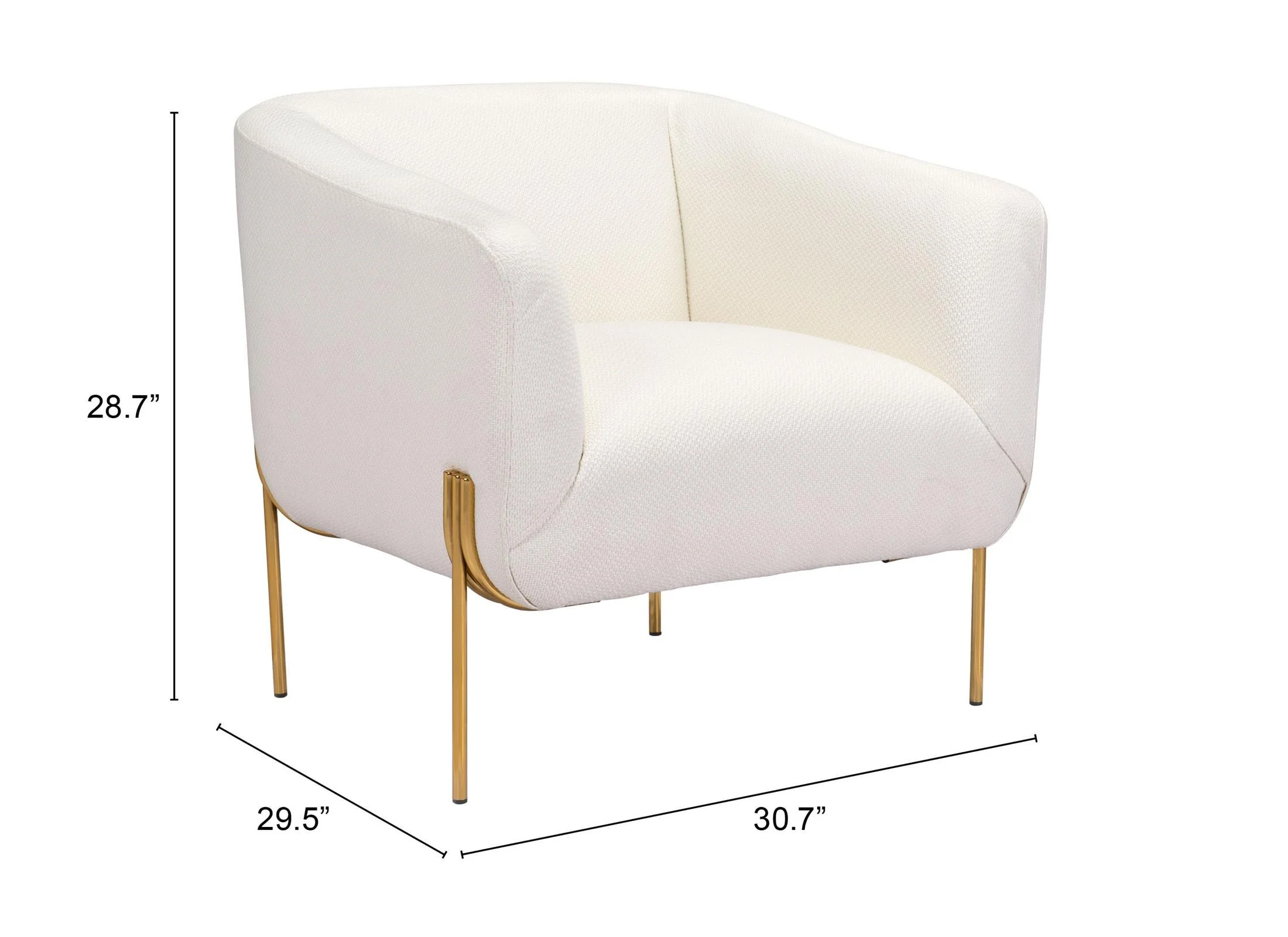 Micaela Arm Chair Ivory & Gold - Image 3