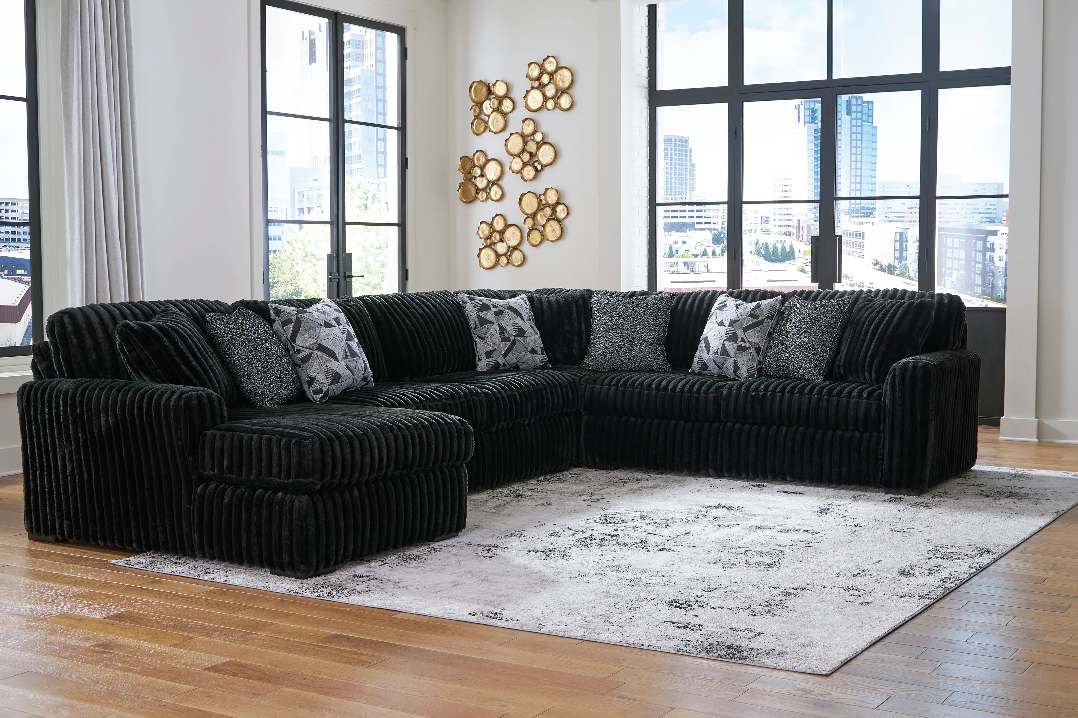Ashley Midnight-Madness 4-Piece Sectional with Chaise - Image 5