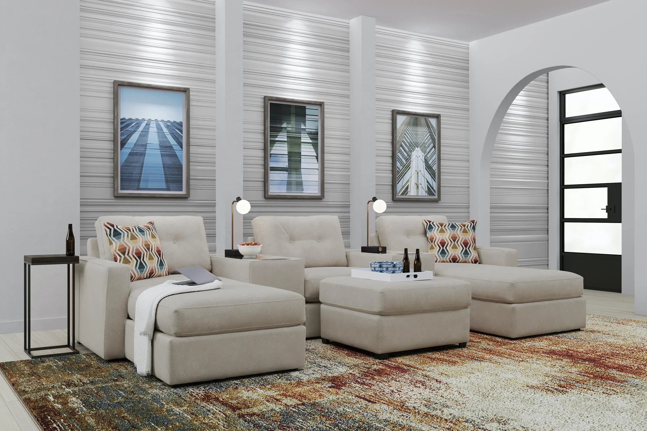 Modular One 5-Piece Theater Sectional with Dual Chaise - Image 2