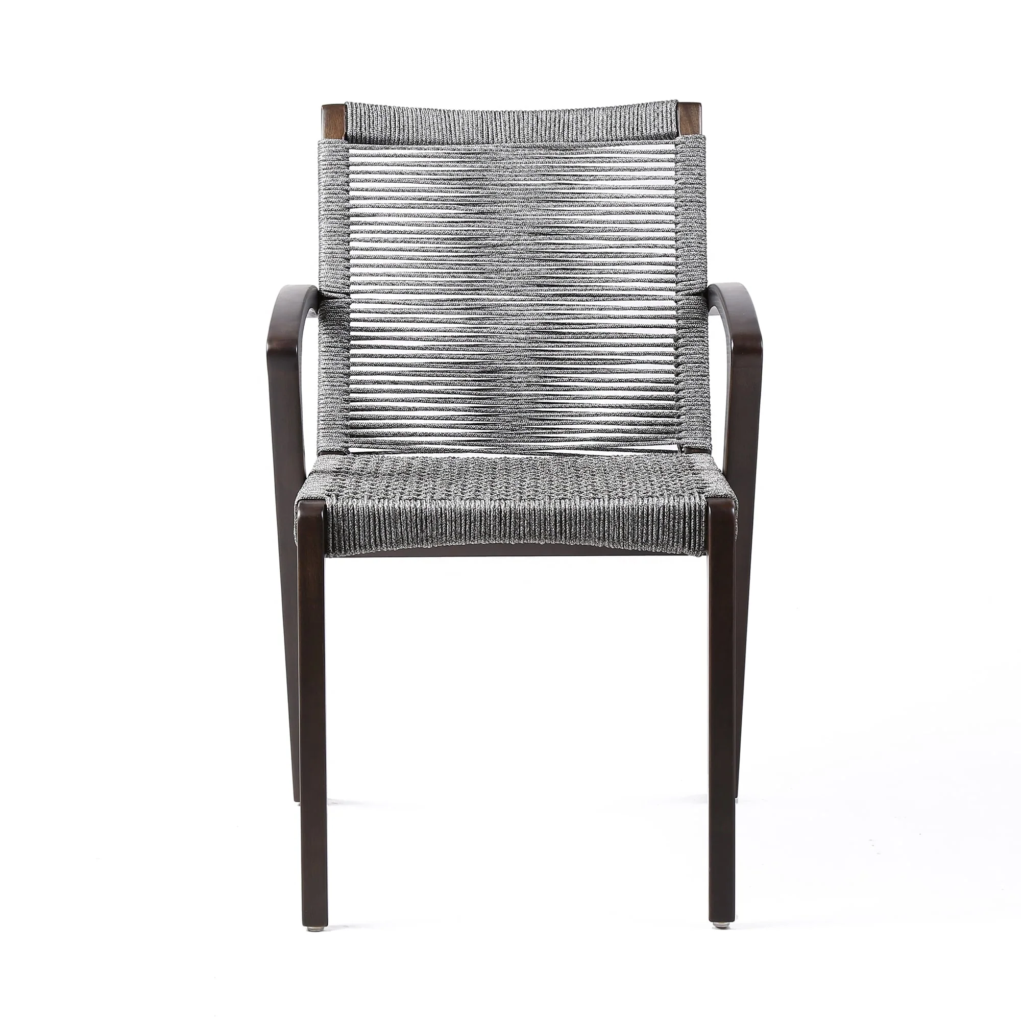 Nabila Outdoor Dark Eucalyptus Wood and Gray Rope Dining Chairs (Set of 2) - Image 2