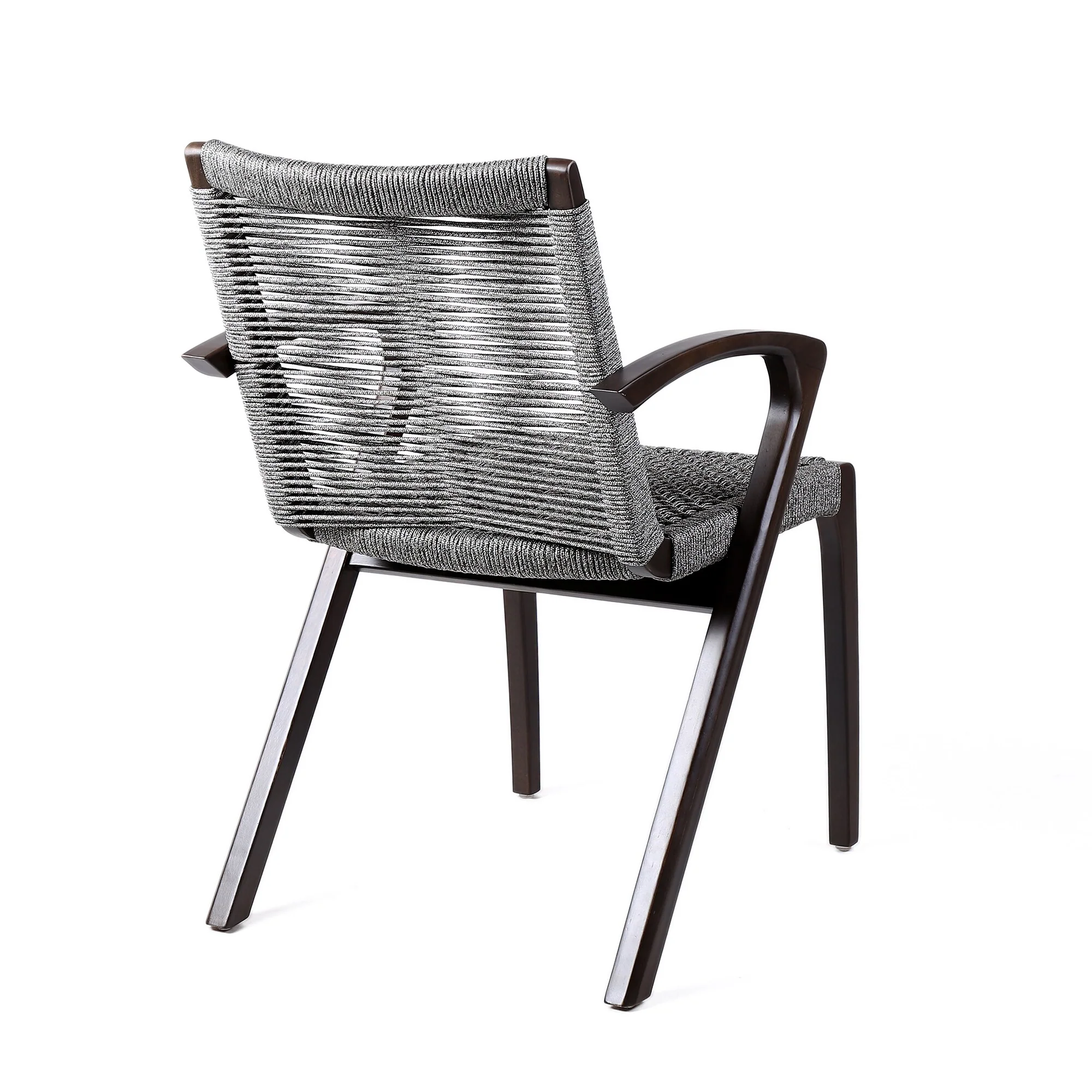 Nabila Outdoor Dark Eucalyptus Wood and Gray Rope Dining Chairs (Set of 2) - Image 4