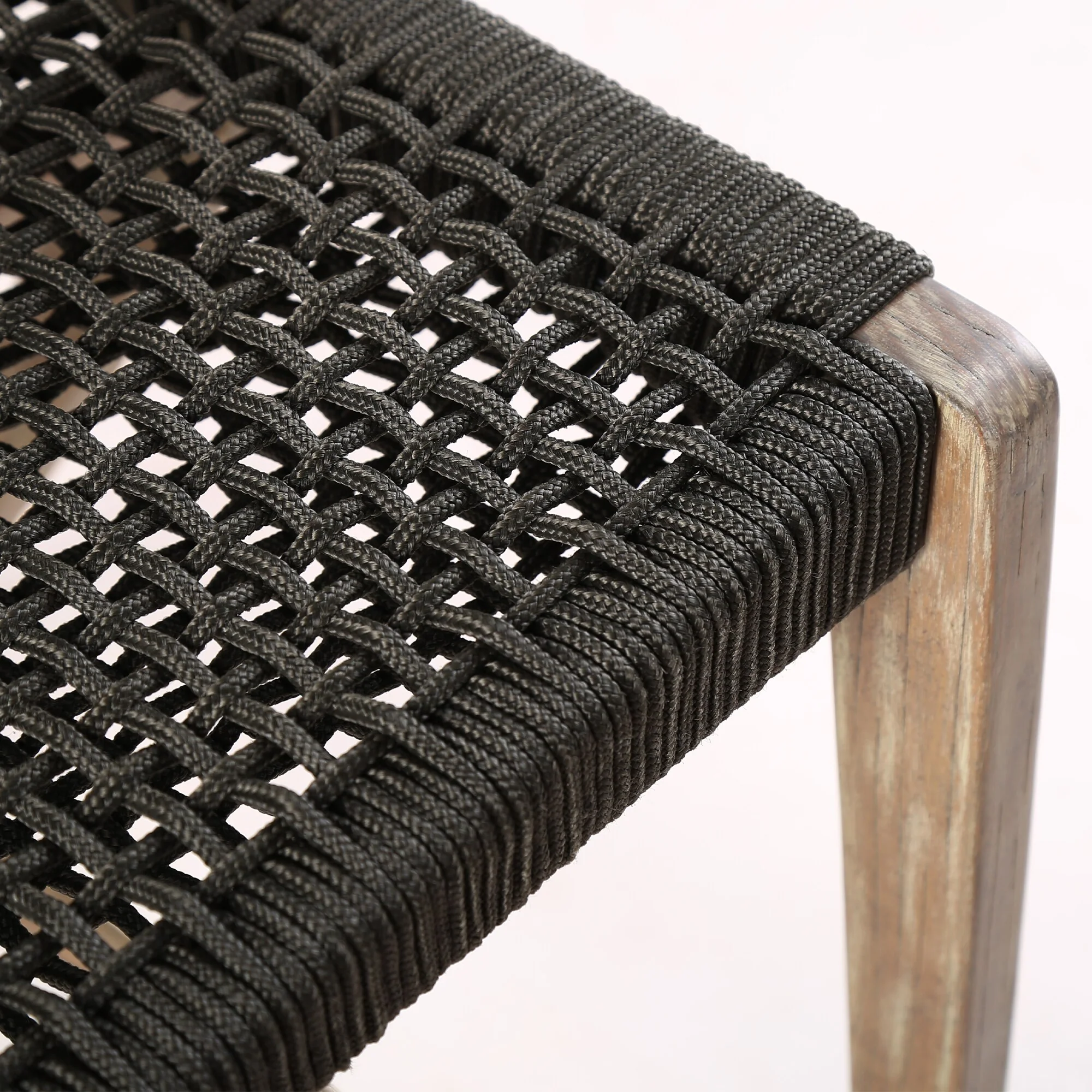 Nabila Outdoor Light Eucalyptus Wood and Charcoal Rope Counter and Bar Height Stool - Image 7