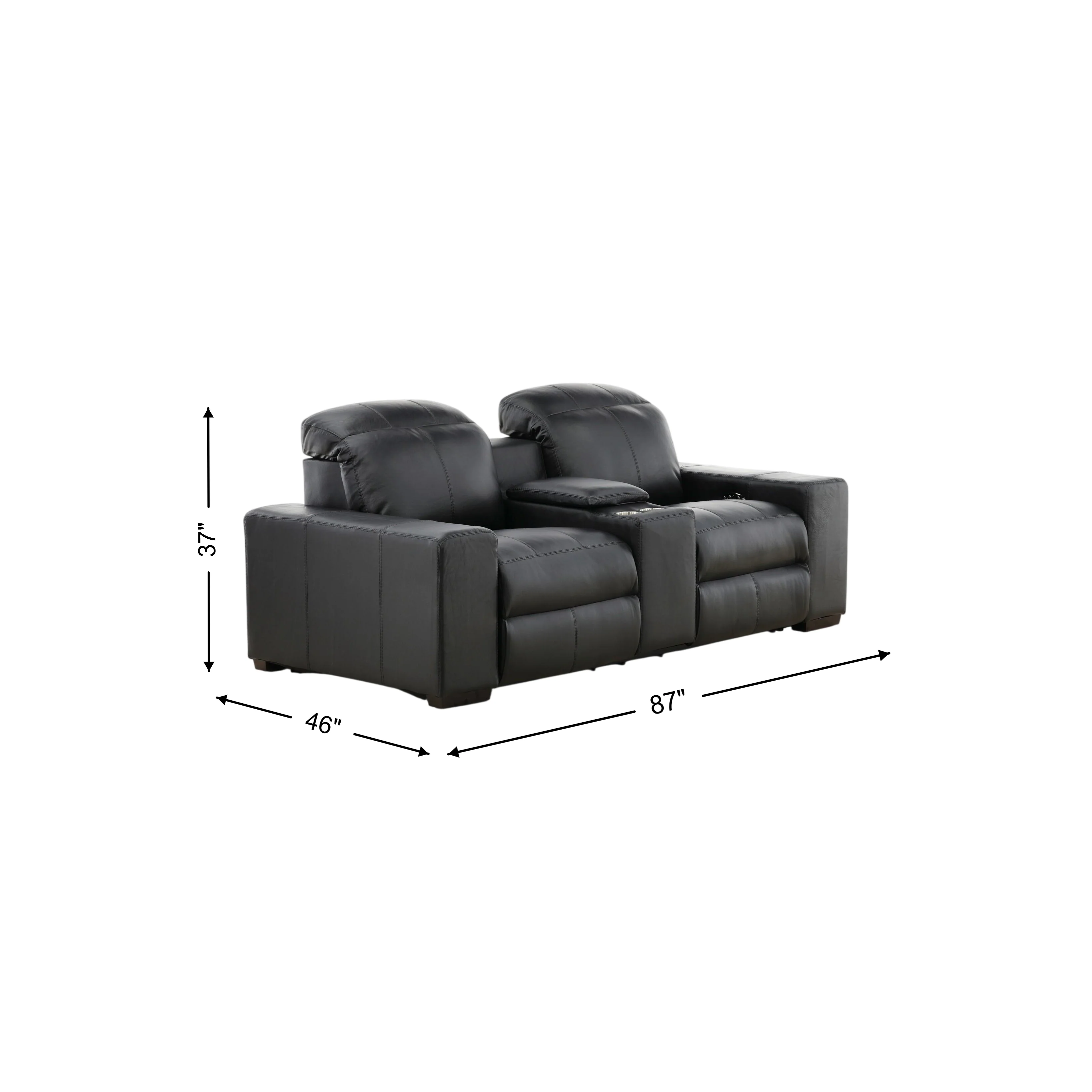 Evren Power Leather Console Loveseat - Image 21