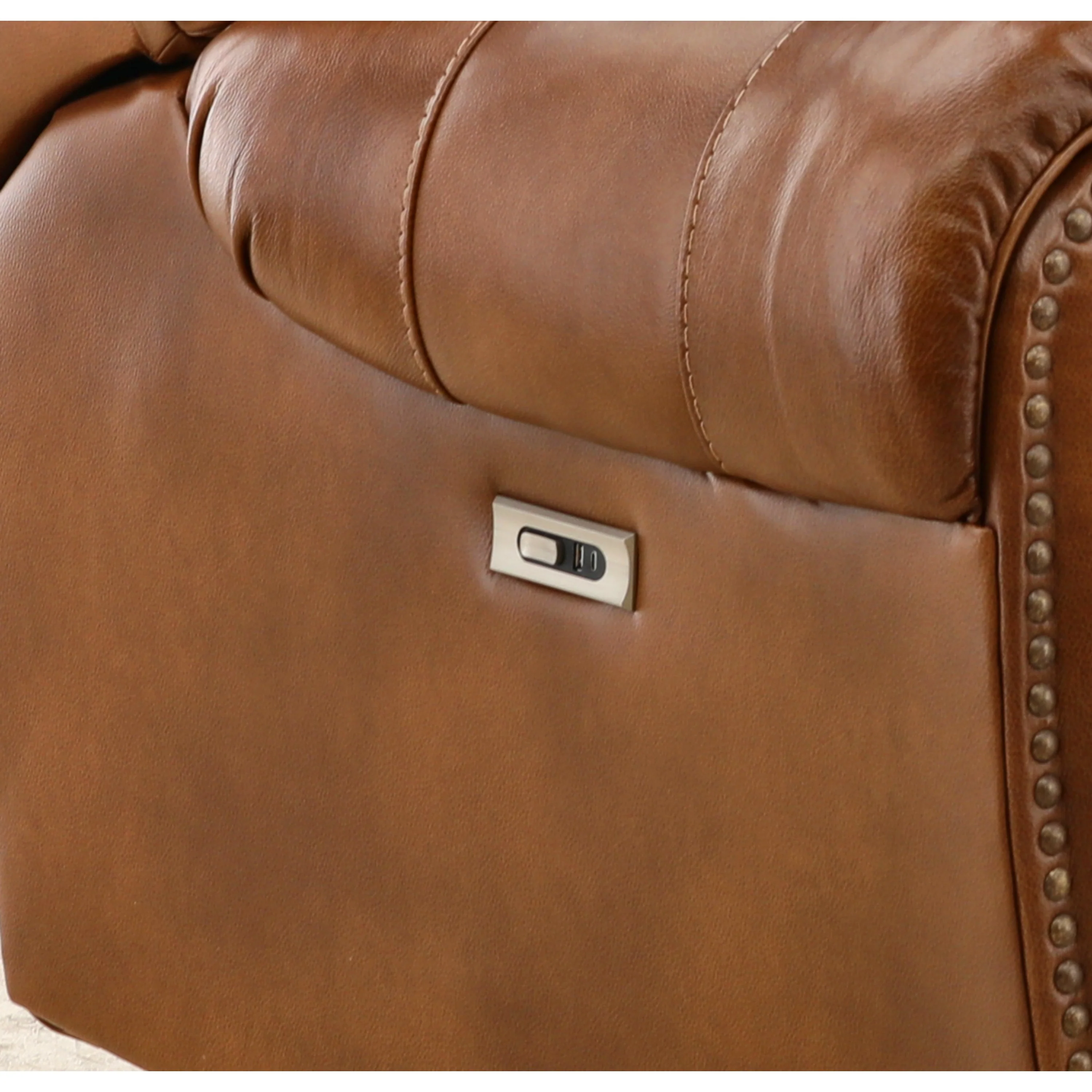 Falynn Leather Power Reclining Console Loveseat - Image 17
