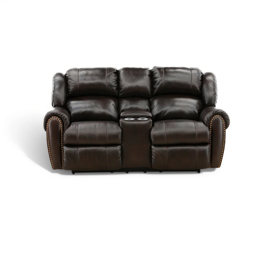 Falynn Leather Power Reclining Console Loveseat - Image 19