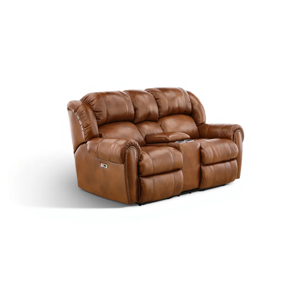Falynn Leather Power Reclining Console Loveseat - Image 5